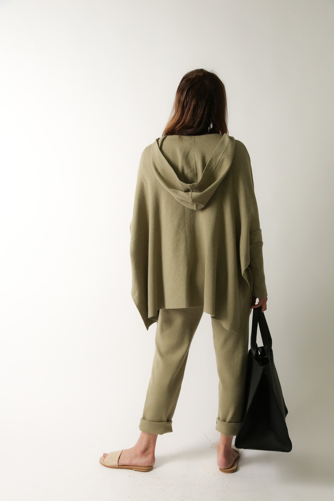HARPER HOODED CAPE IN DOUBLE KNIT PIMA COTTON STRETCH