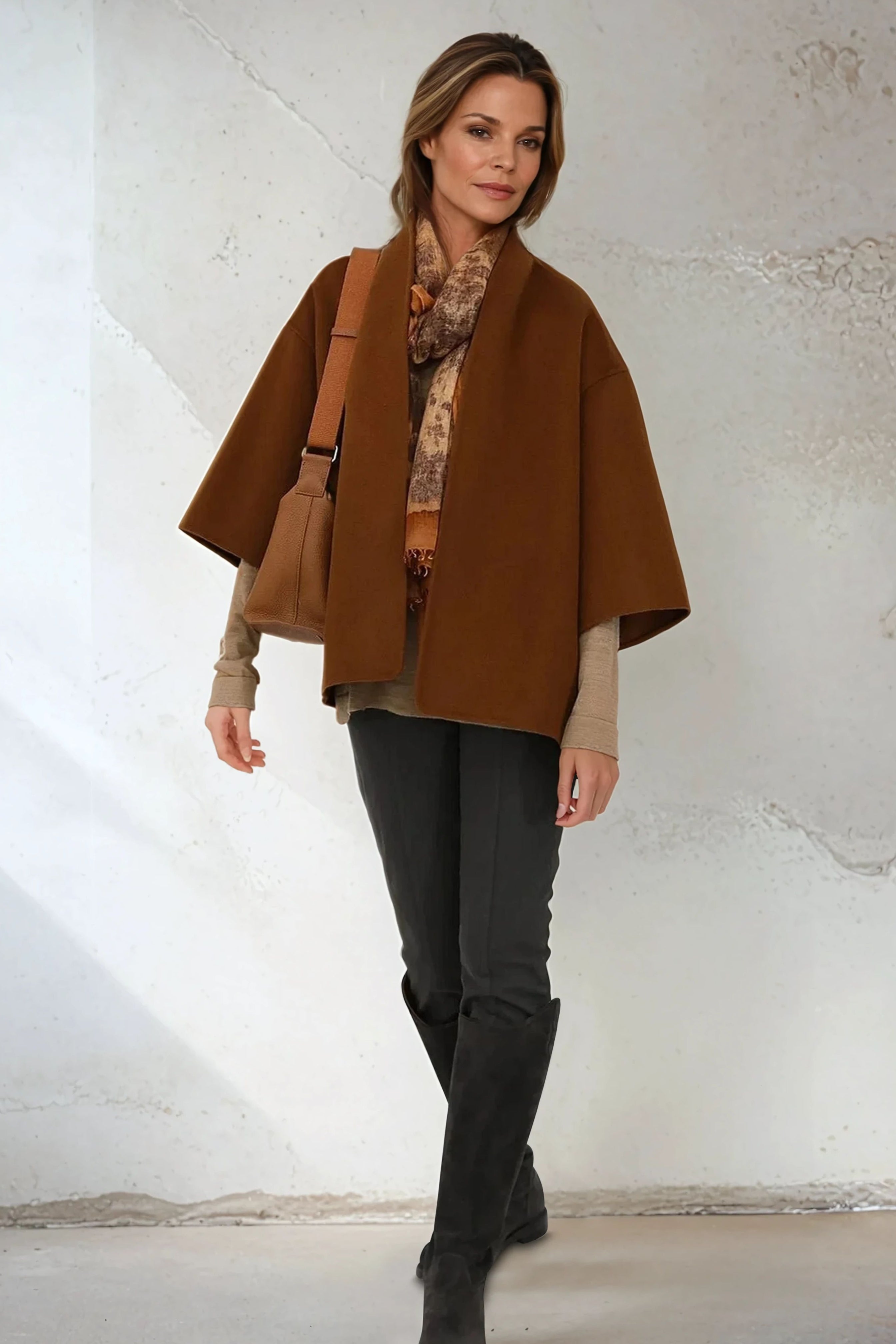 LIMITED EDITION HEIDI JACKET IN DOUBLE FACE WOOL CASHMERE TOBACCO SADDLE