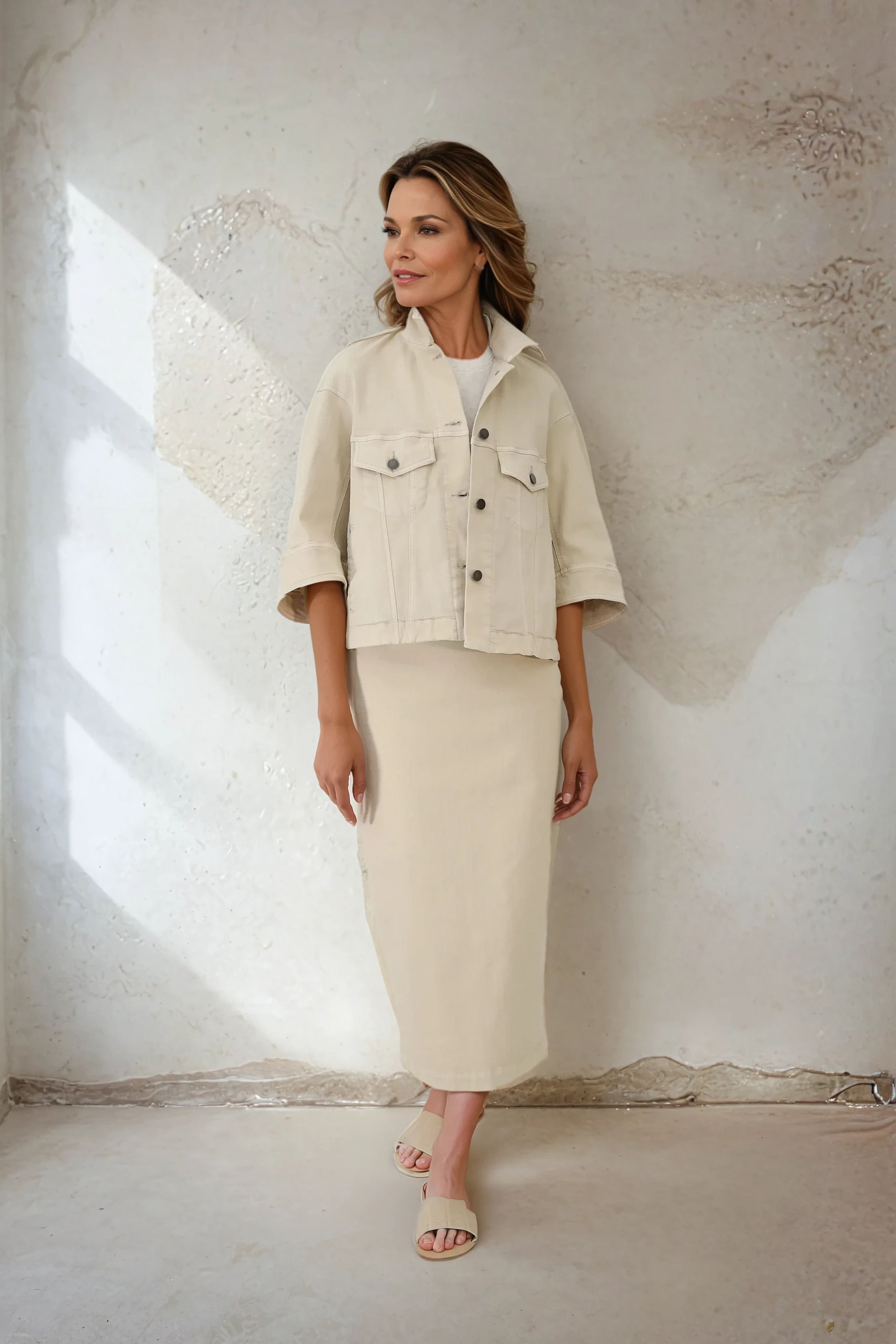 LAUREN SKIRT IN GARMENT - DYED ITALIAN STRETCH DENIM - Jarbo