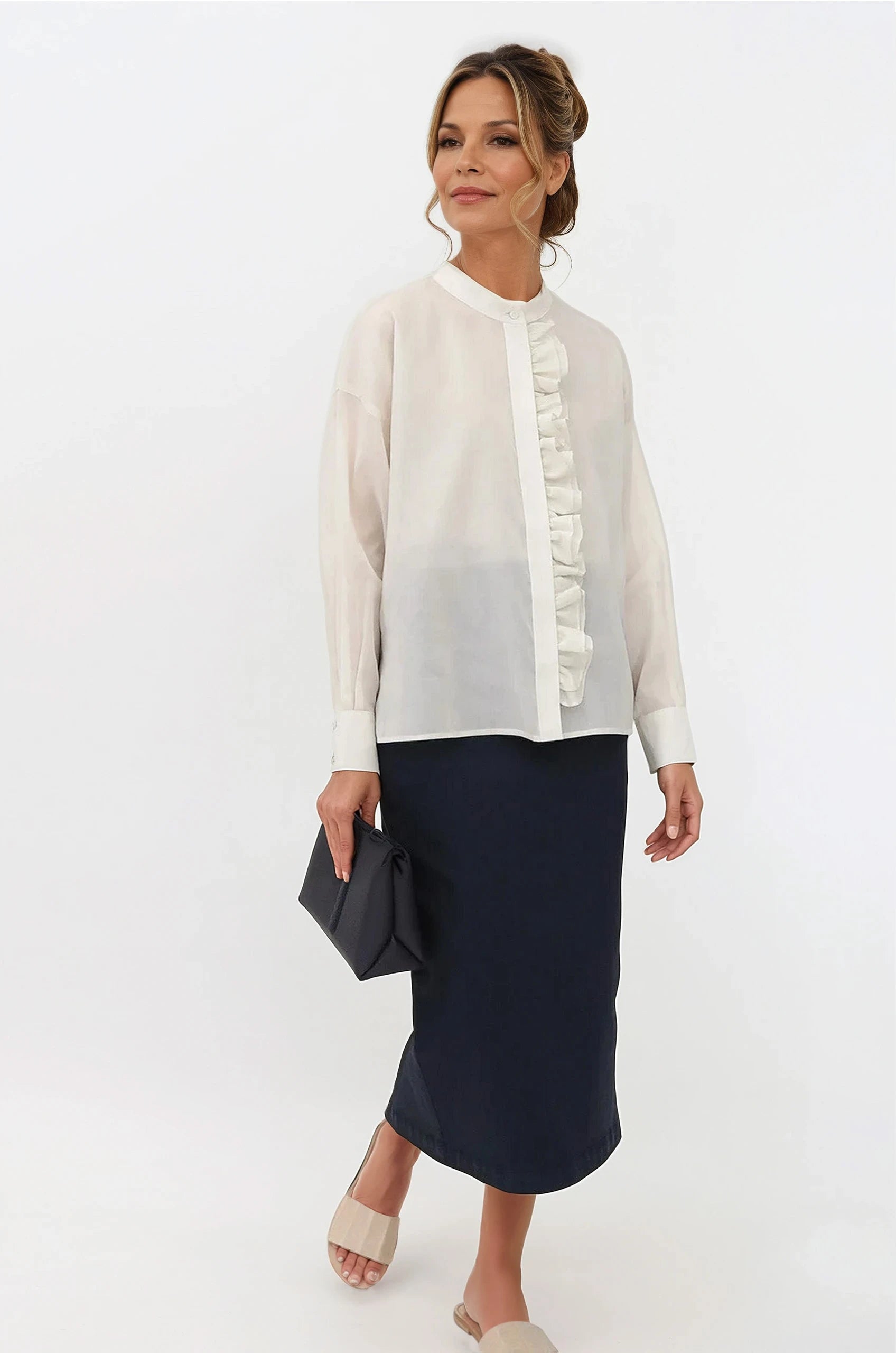 LAUREN SKIRT IN GARMENT - DYED ITALIAN STRETCH DENIM - Jarbo