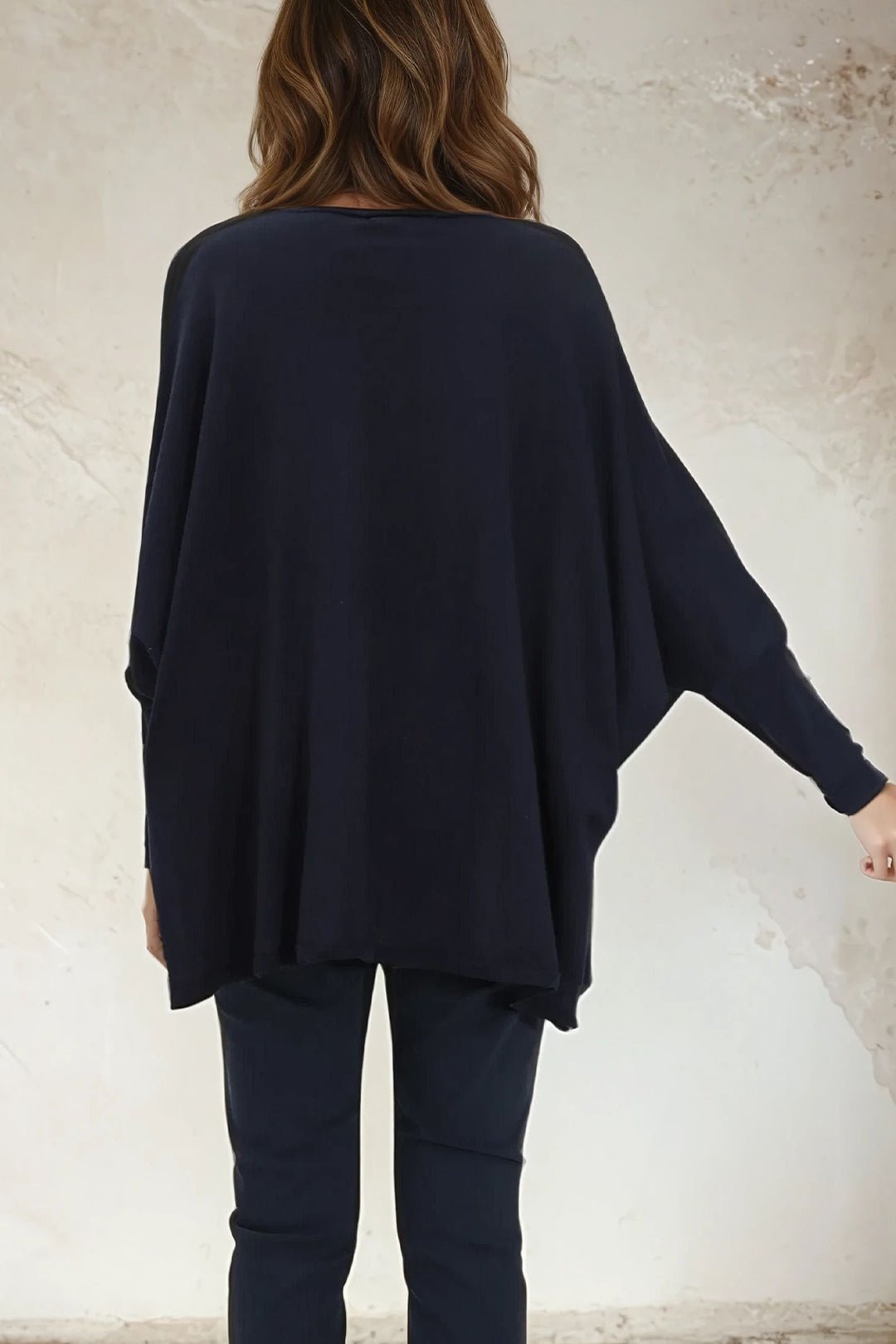 LENA LONG SLEEVE V - NECK PONCHO IN PIMA COTTON KNIT - Jarbo
