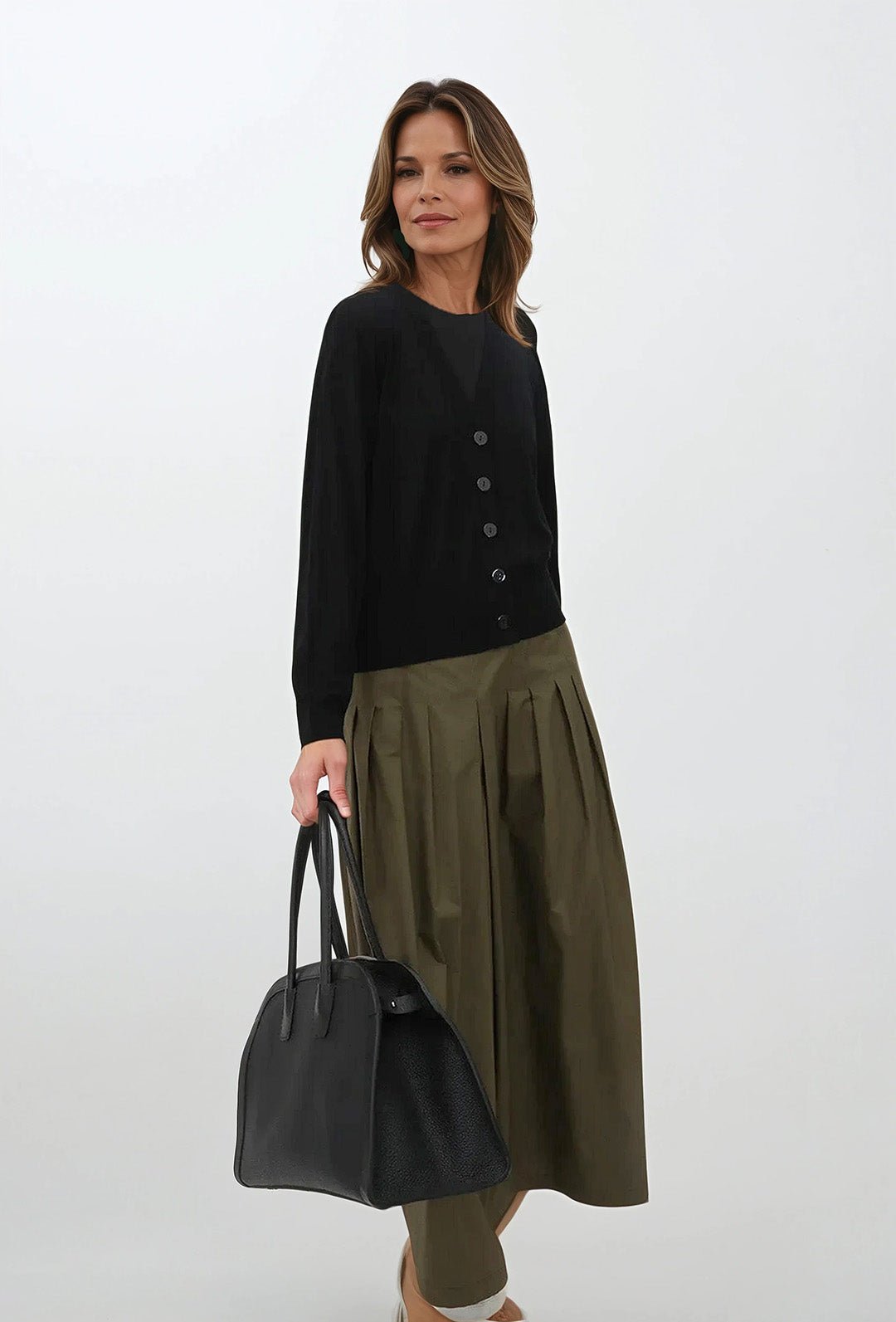 LILOU PLEATED SKIRT IN ITALIAN POPLIN STRETCH - Jarbo