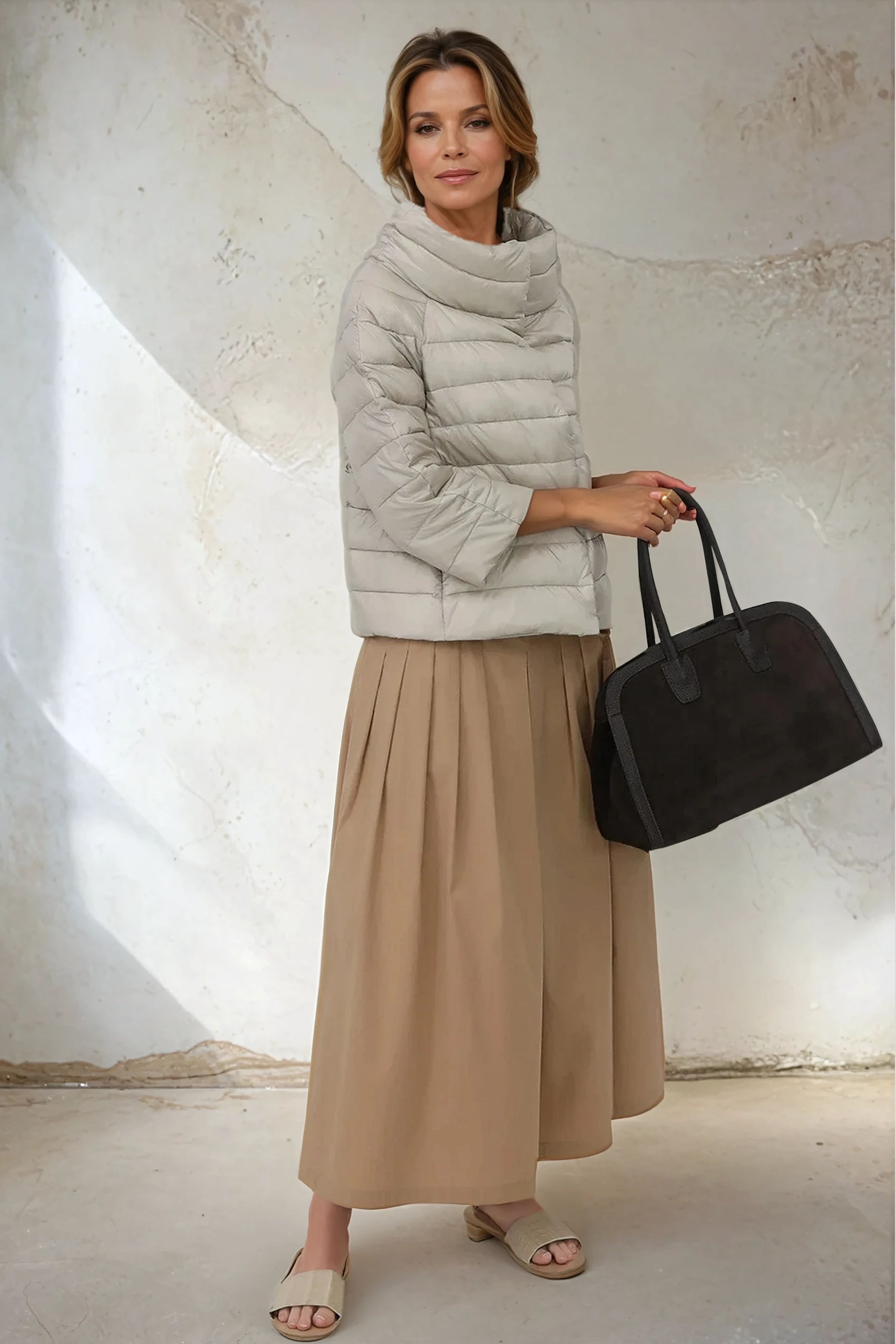 LILOU PLEATED SKIRT IN ITALIAN POPLIN STRETCH - Jarbo