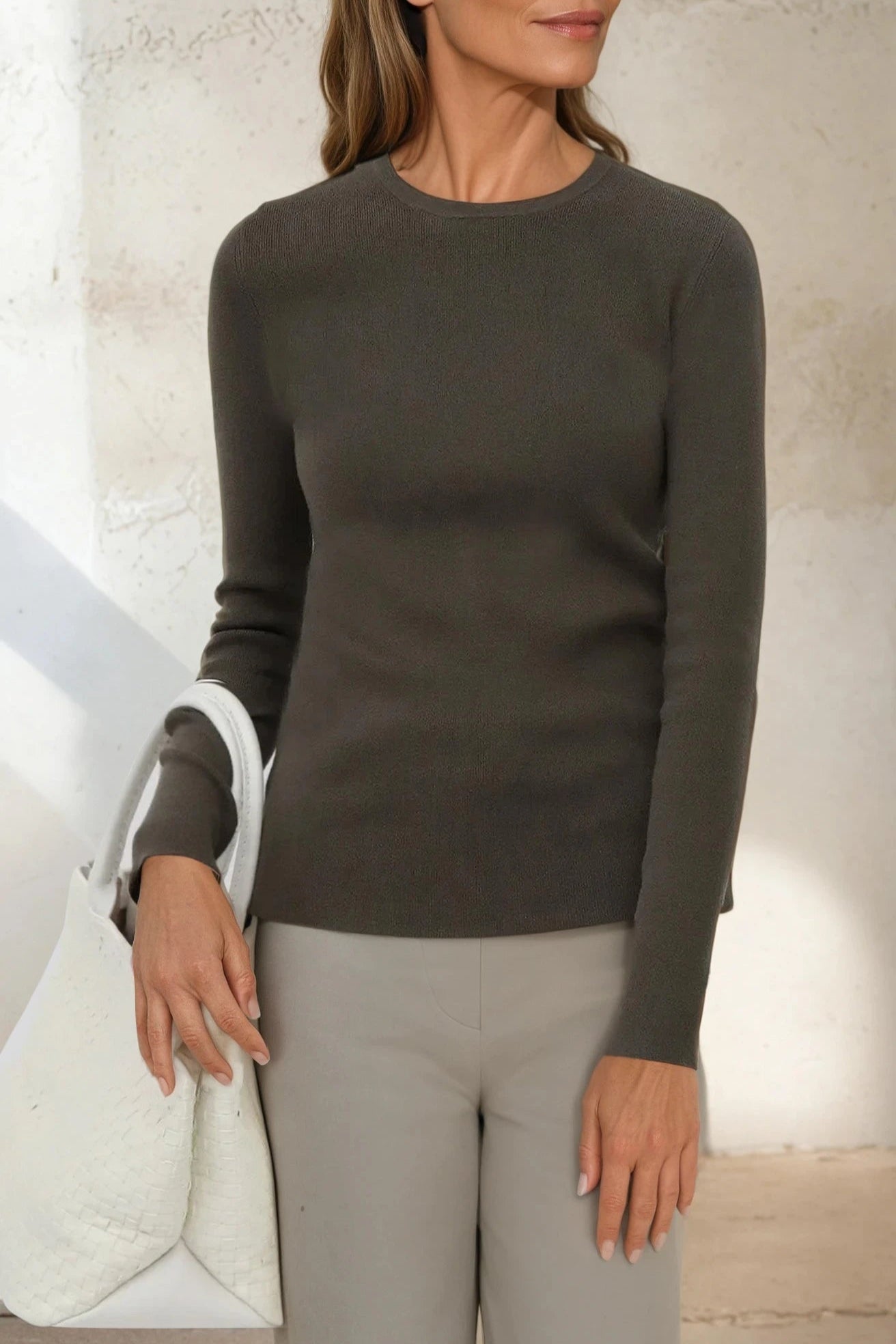 LONG SLEEVE CREW IN ITALIAN COTTON KNIT - Jarbo