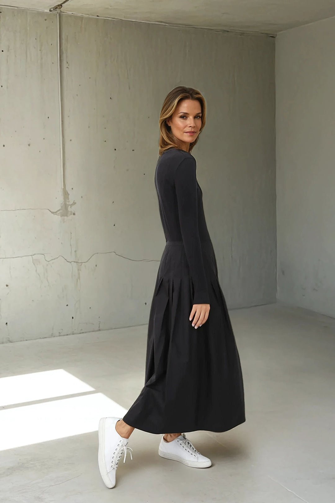 LONG SLEEVE CREW IN PIMA COTTON STRETCH