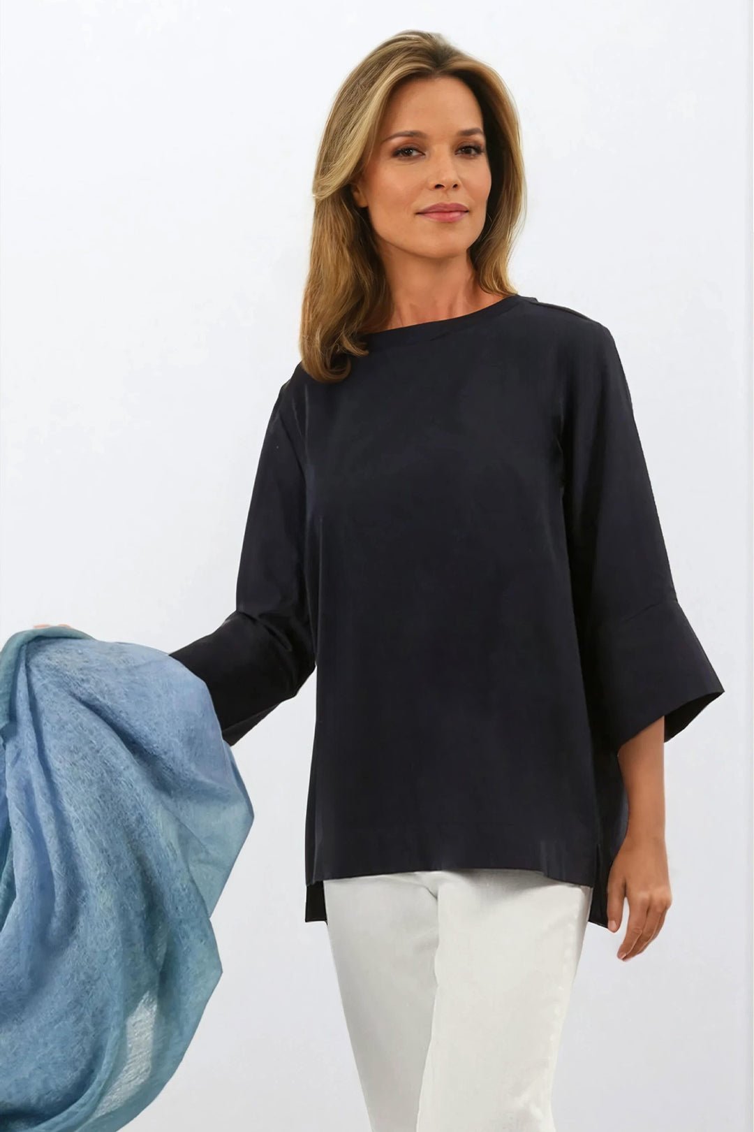 MANDA WIDE CUFF TOP IN ITALIAN JERSEY AND POPLIN COTTON - Jarbo