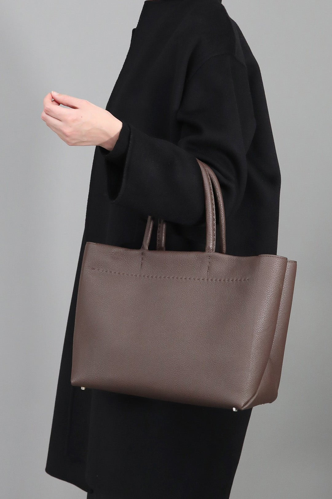 MARCEL HANDBAG IN ITALIAN LEATHER CHOCOLATE - Jarbo