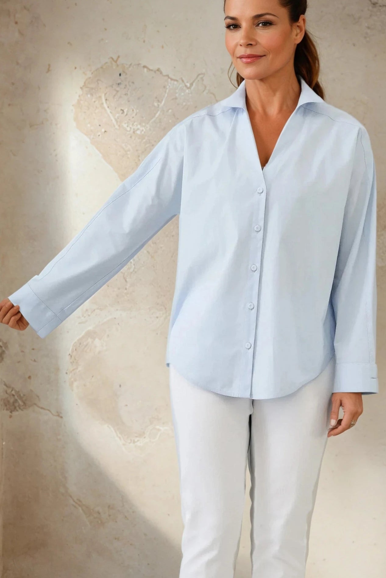 MARY DOLMAN SHIRT IN ITALIAN COTTON STRETCH - Jarbo