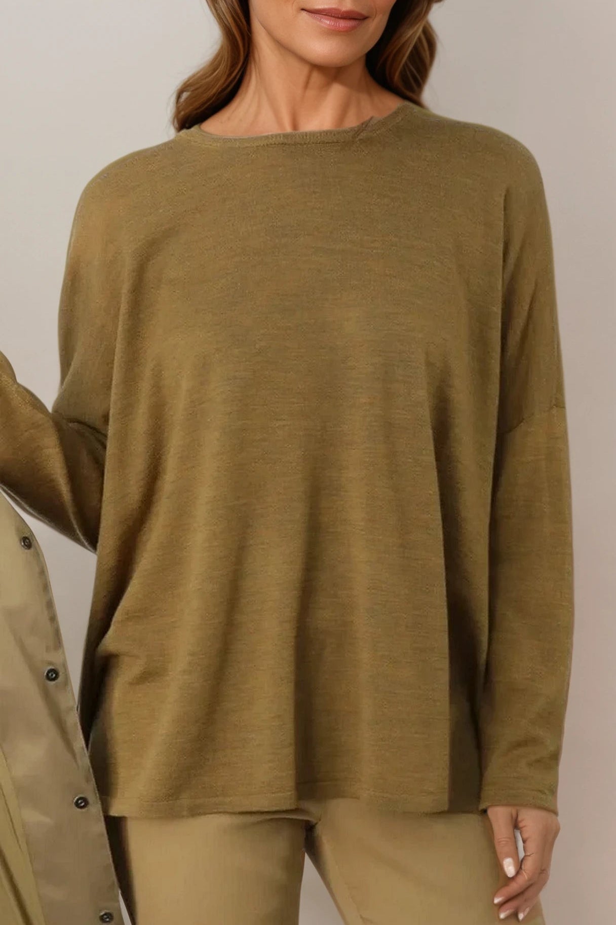 MATTEO OVERSIZED LONG SLEEVE CREW IN FINE ITALIAN MERINO - Jarbo