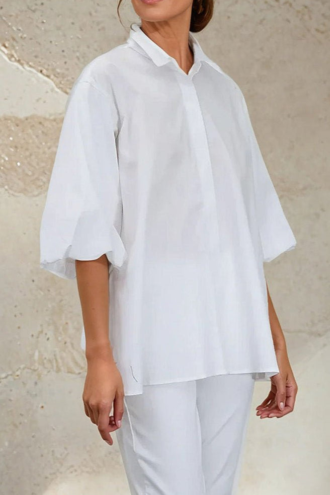 MIA SHIRT IN ITALIAN COTTON WHITE - Jarbo