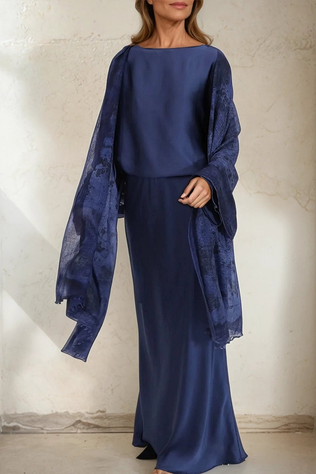 MIDNIGHT NAVY SCARF IN HAND DYED CASHMERE - Jarbo