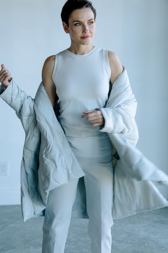 MUSCLE TANK TUNIC LENGTH IN PIMA COTTON STRETCH