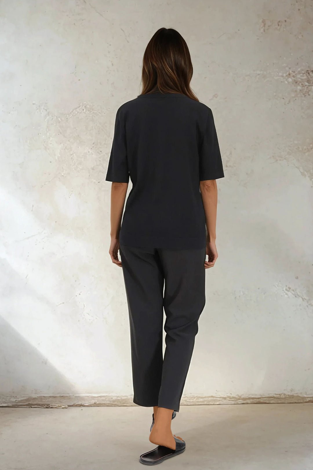 NICO TENNIS ELBOW SLEEVE CREW IN FINE GAUGE ITALIAN SILK COTTON - Jarbo