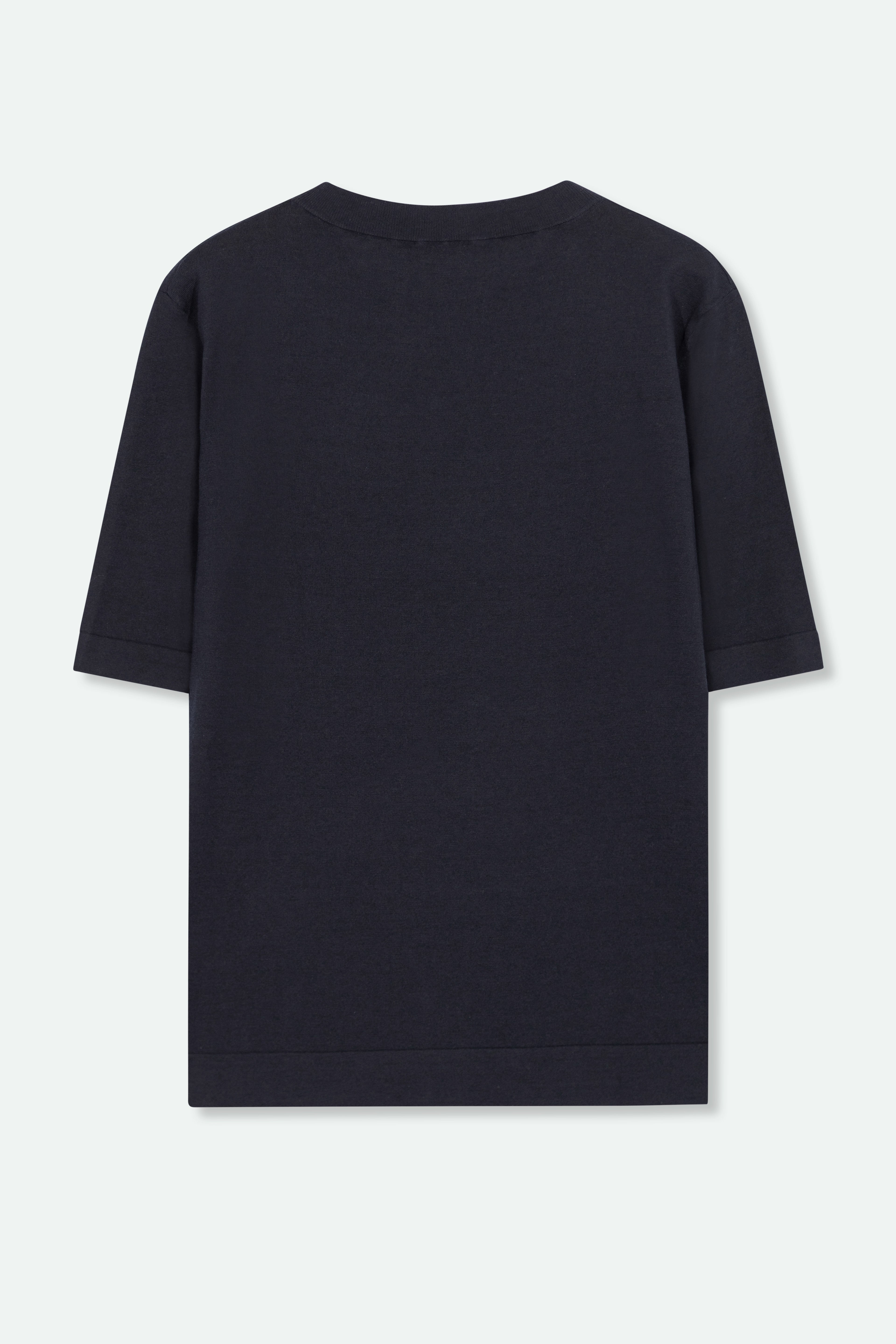 NICO TENNIS ELBOW SLEEVE CREW IN FINE GAUGE ITALIAN SILK COTTON - Jarbo