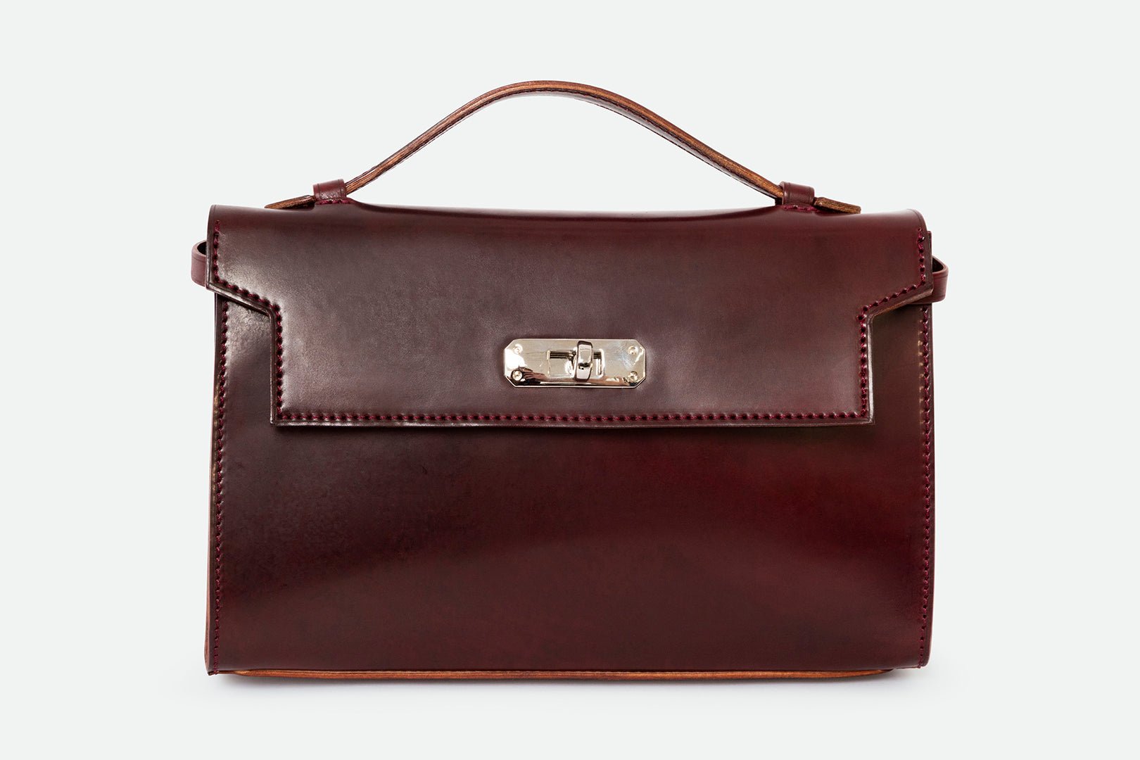 O'HARA HANDBAG IN CORDOVAN LEATHER BURGUNDY - Jarbo