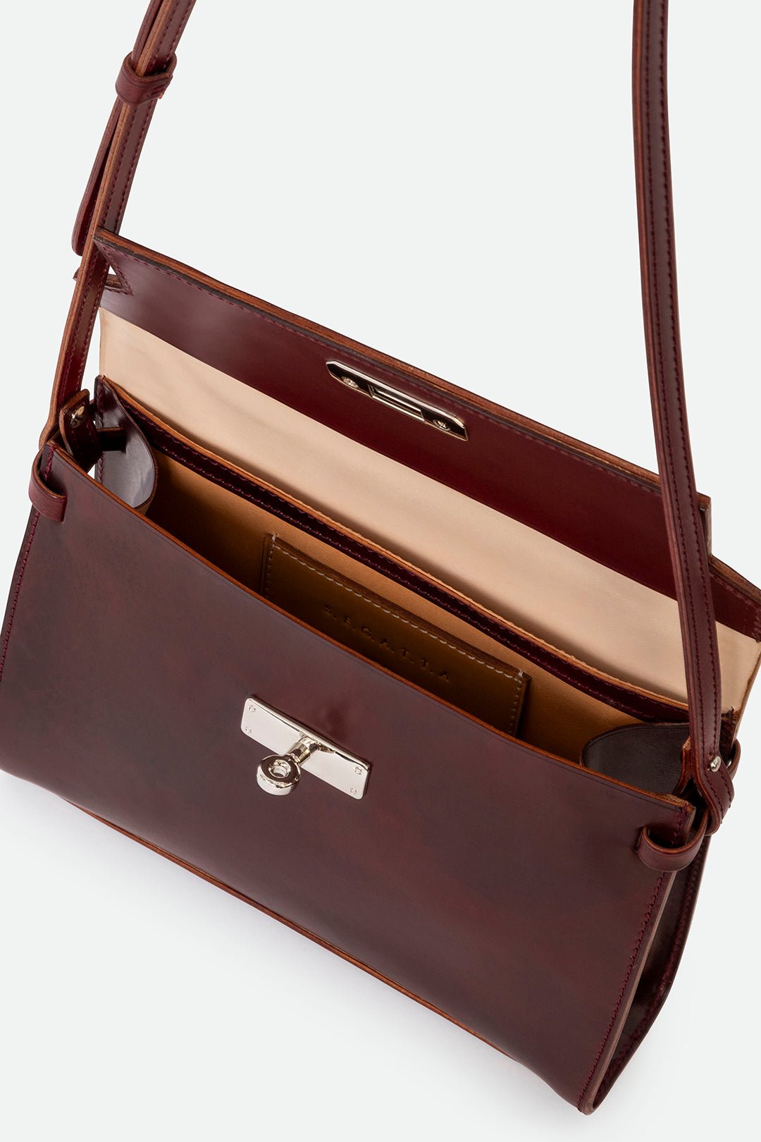 O'HARA HANDBAG IN CORDOVAN LEATHER BURGUNDY - Jarbo