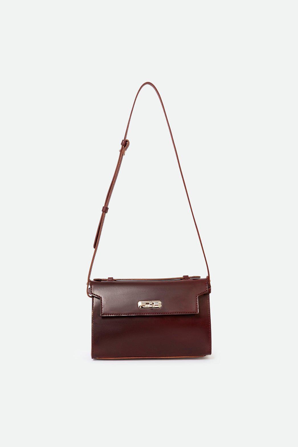 O'HARA HANDBAG IN CORDOVAN LEATHER BURGUNDY - Jarbo