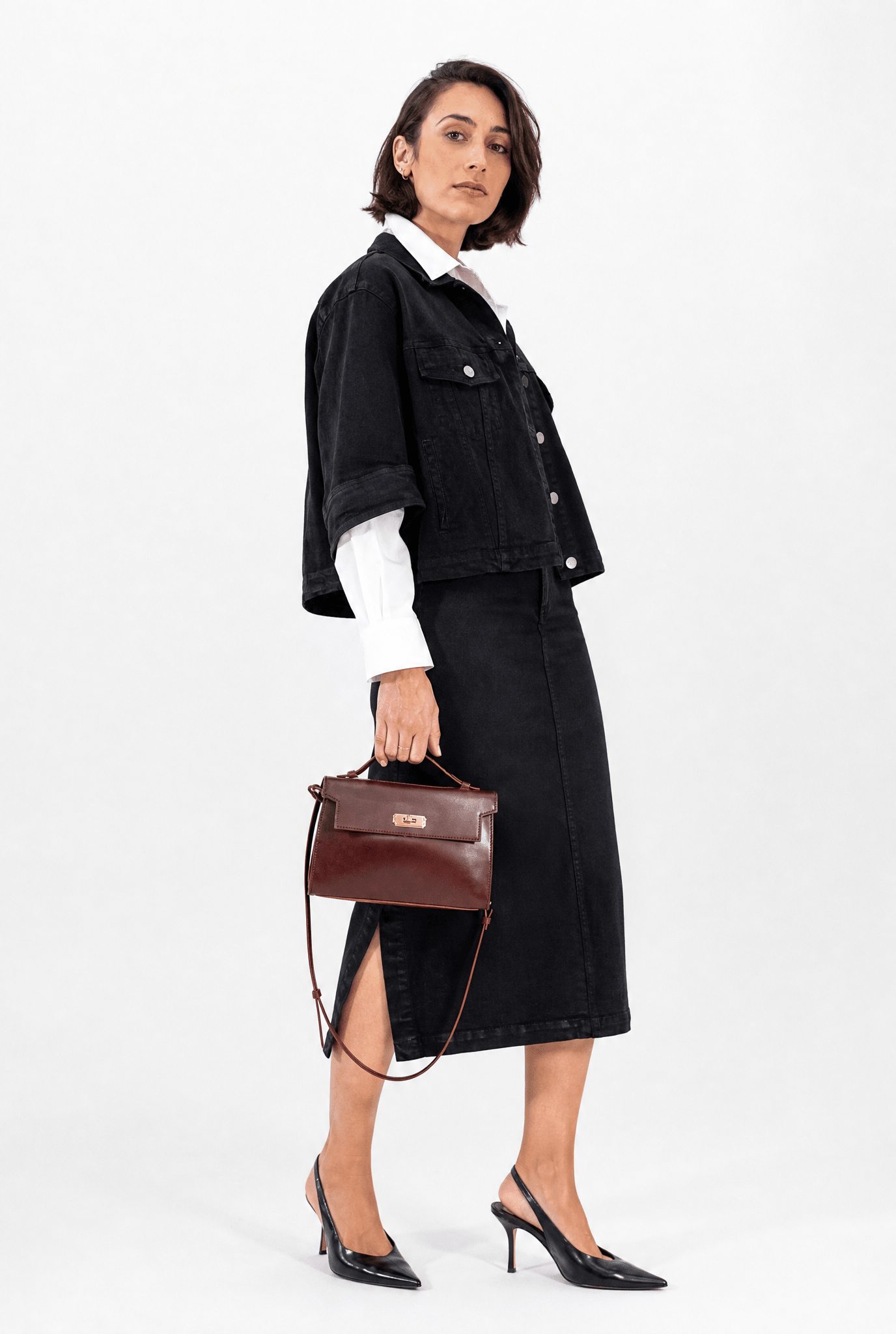O'HARA HANDBAG IN CORDOVAN LEATHER BURGUNDY - Jarbo