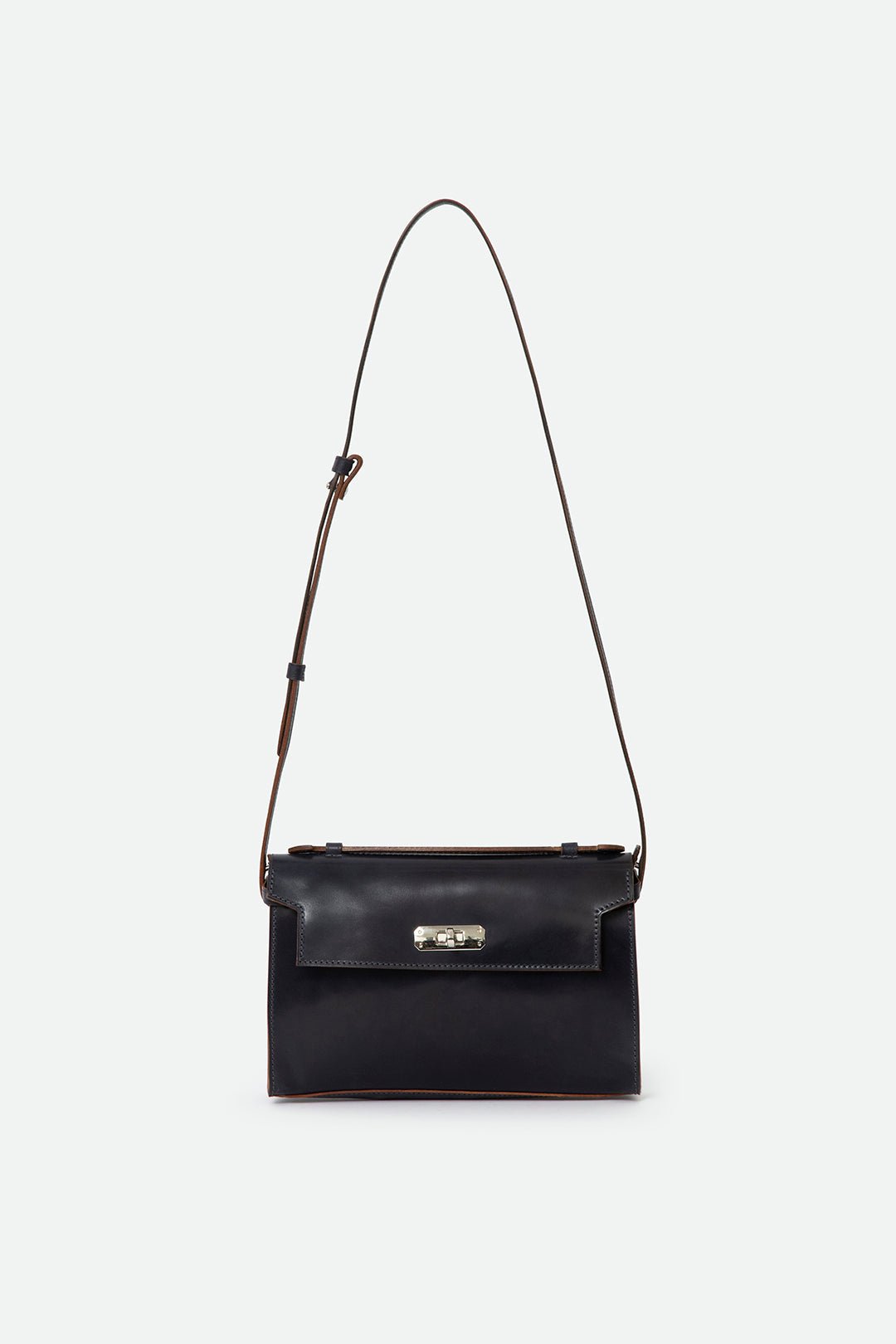 O'HARA HANDBAG IN CORDOVAN LEATHER NAVY - Jarbo