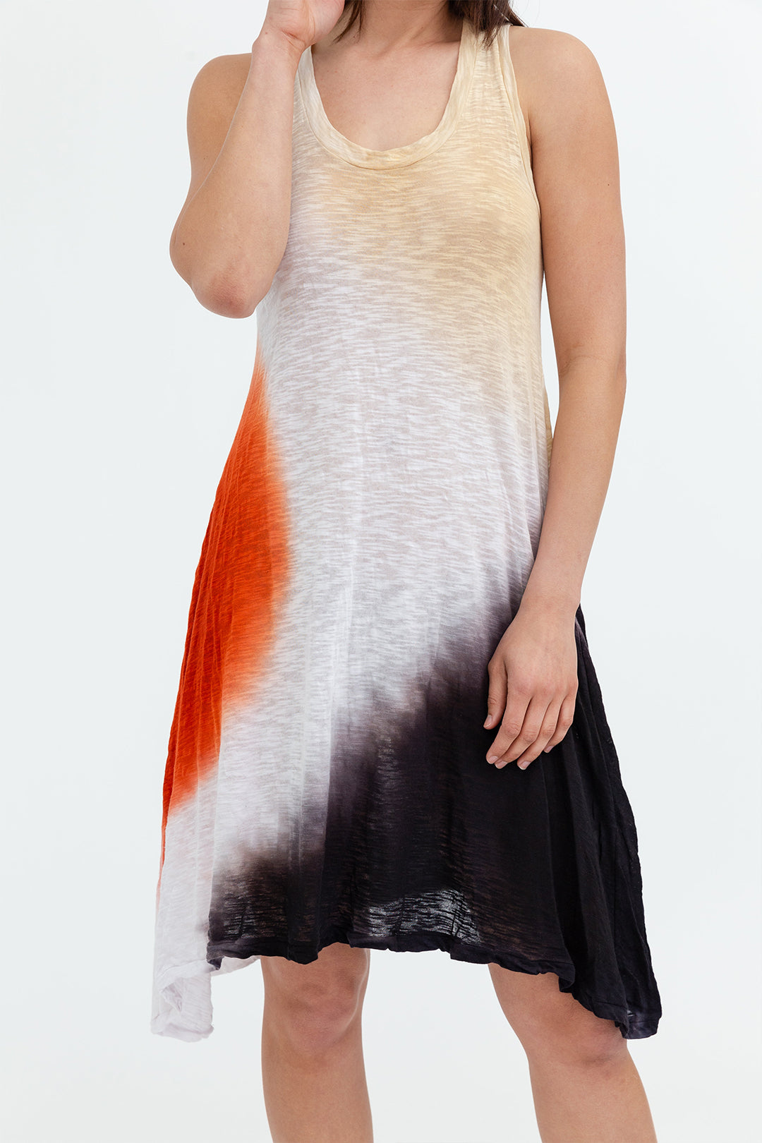 TRAPEZE HAND-DYED DRESS IN COTTON