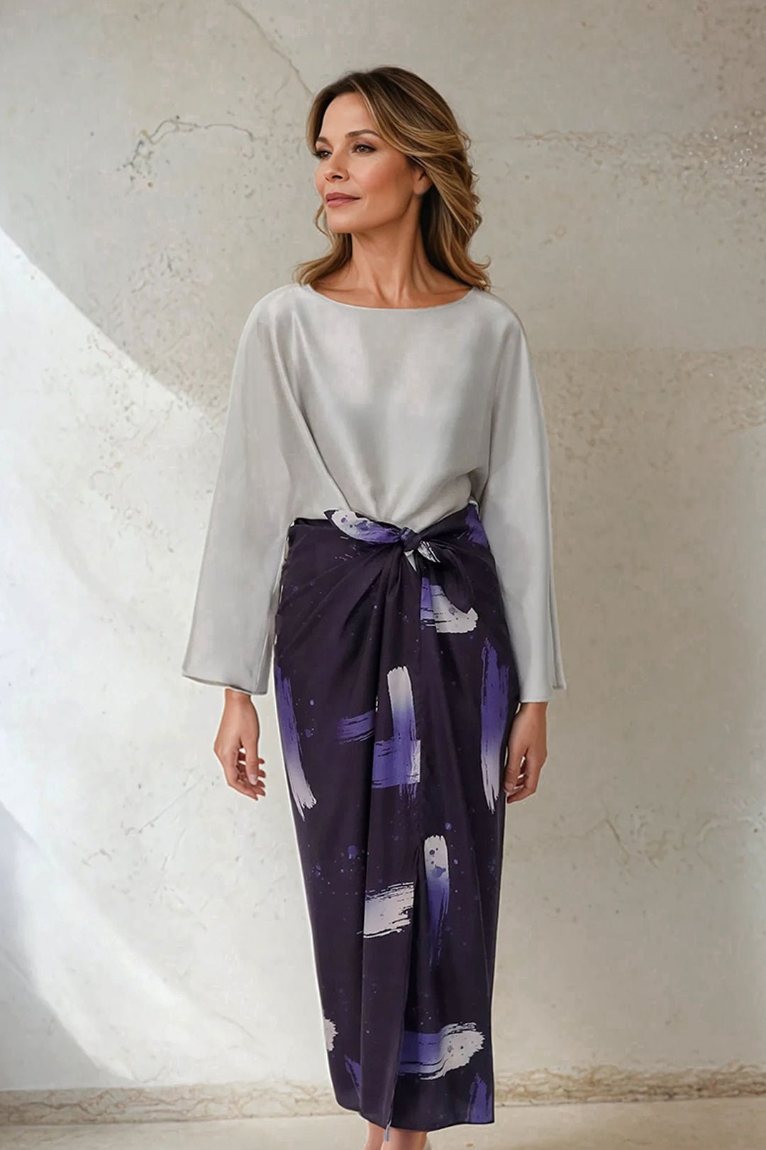 PAOLO BATEAU NECK BLOUSE IN SILK CHARMEUSE - Jarbo
