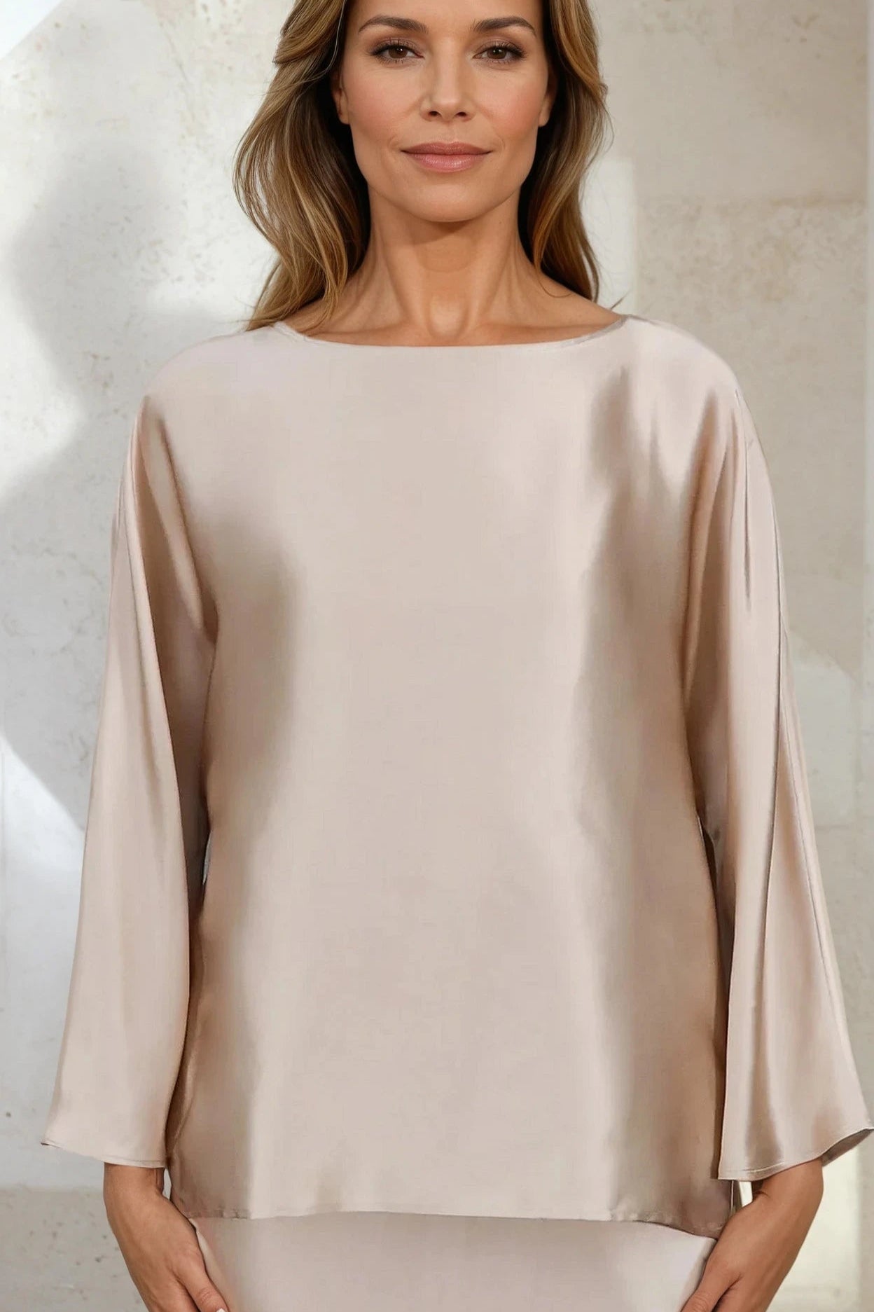 PAOLO BATEAU NECK BLOUSE IN SILK CHARMEUSE - Jarbo