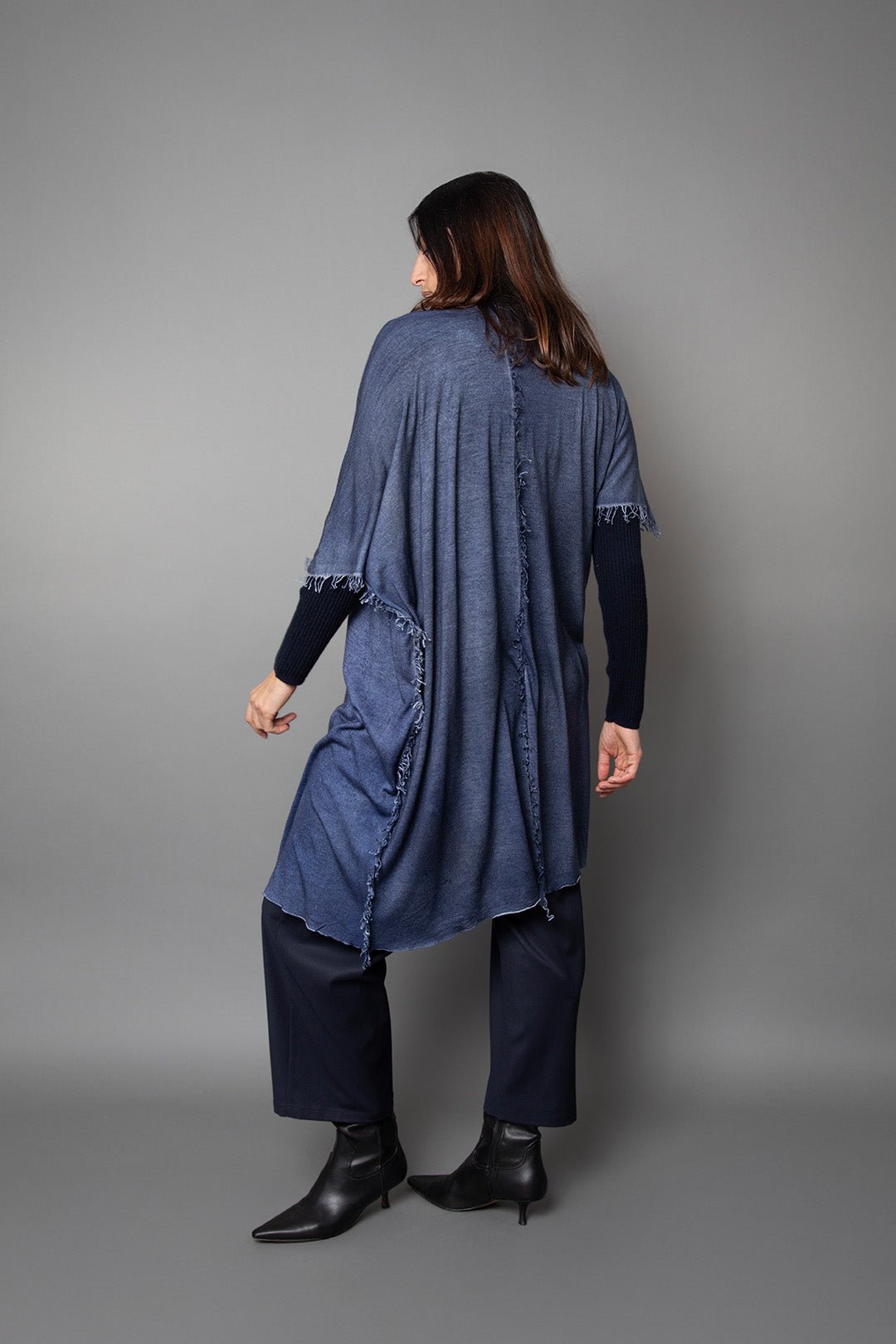 PATNA CARDIGAN IN HAND-DYED CASHMERE MIDNIGHT NAVY - Jarbo