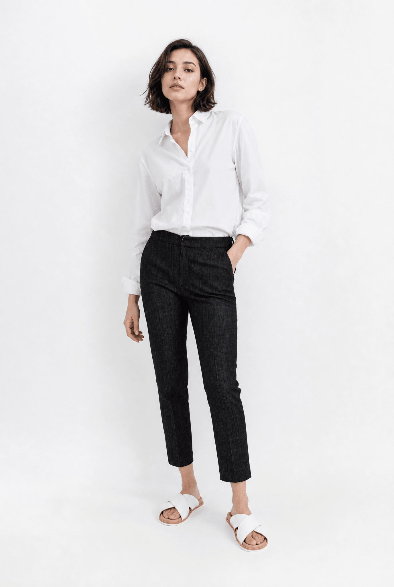 PEYTON ANGLE POCKET TROUSER IN STRETCH DENIM - Jarbo