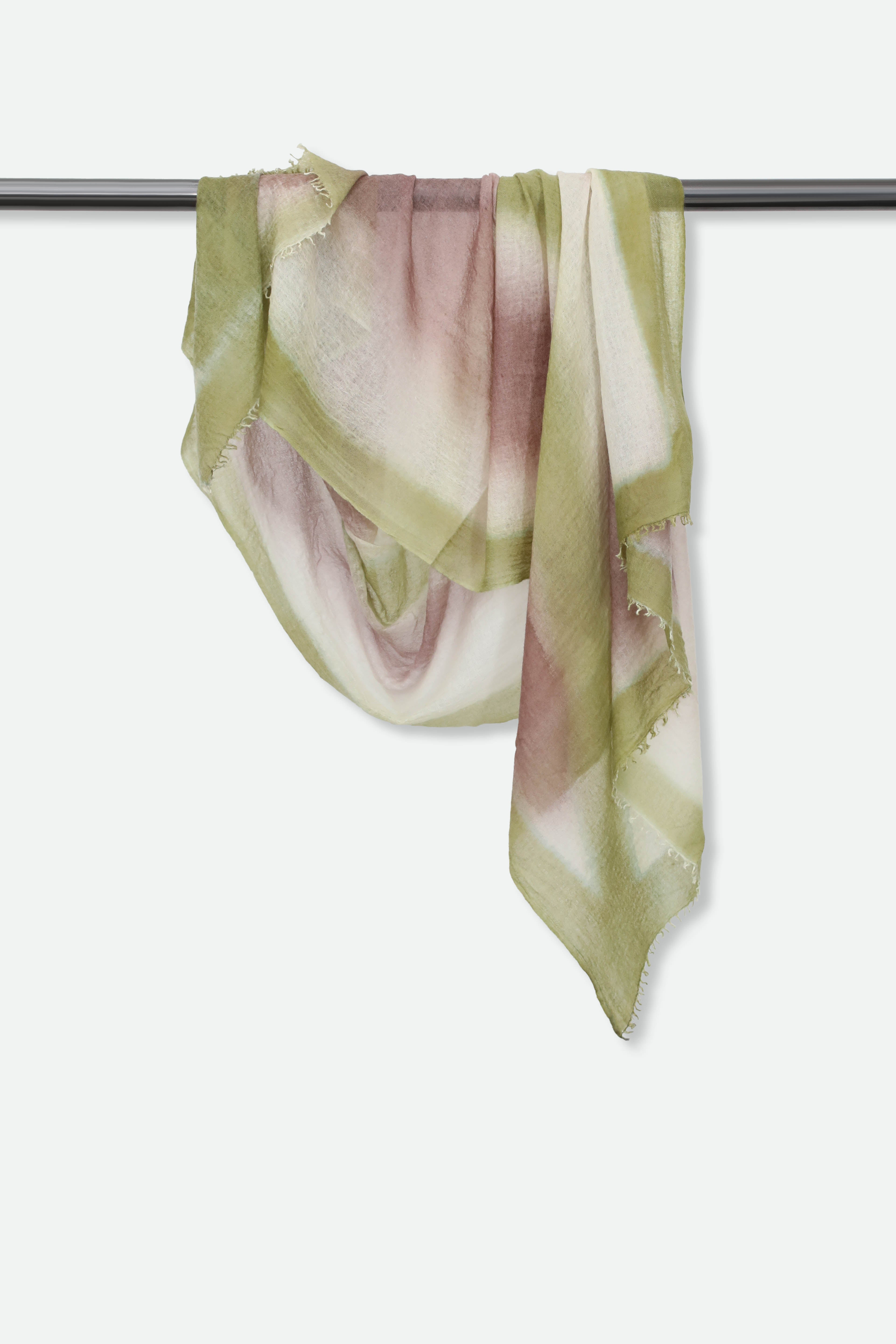 PISTACHIO CHATEAU SCARF IN HAND DYED CASHMERE - Jarbo