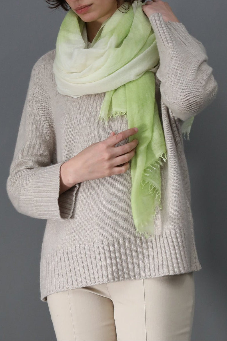 PRIMAVERA GREEN SCARF IN HAND DYED CASHMERE - Jarbo