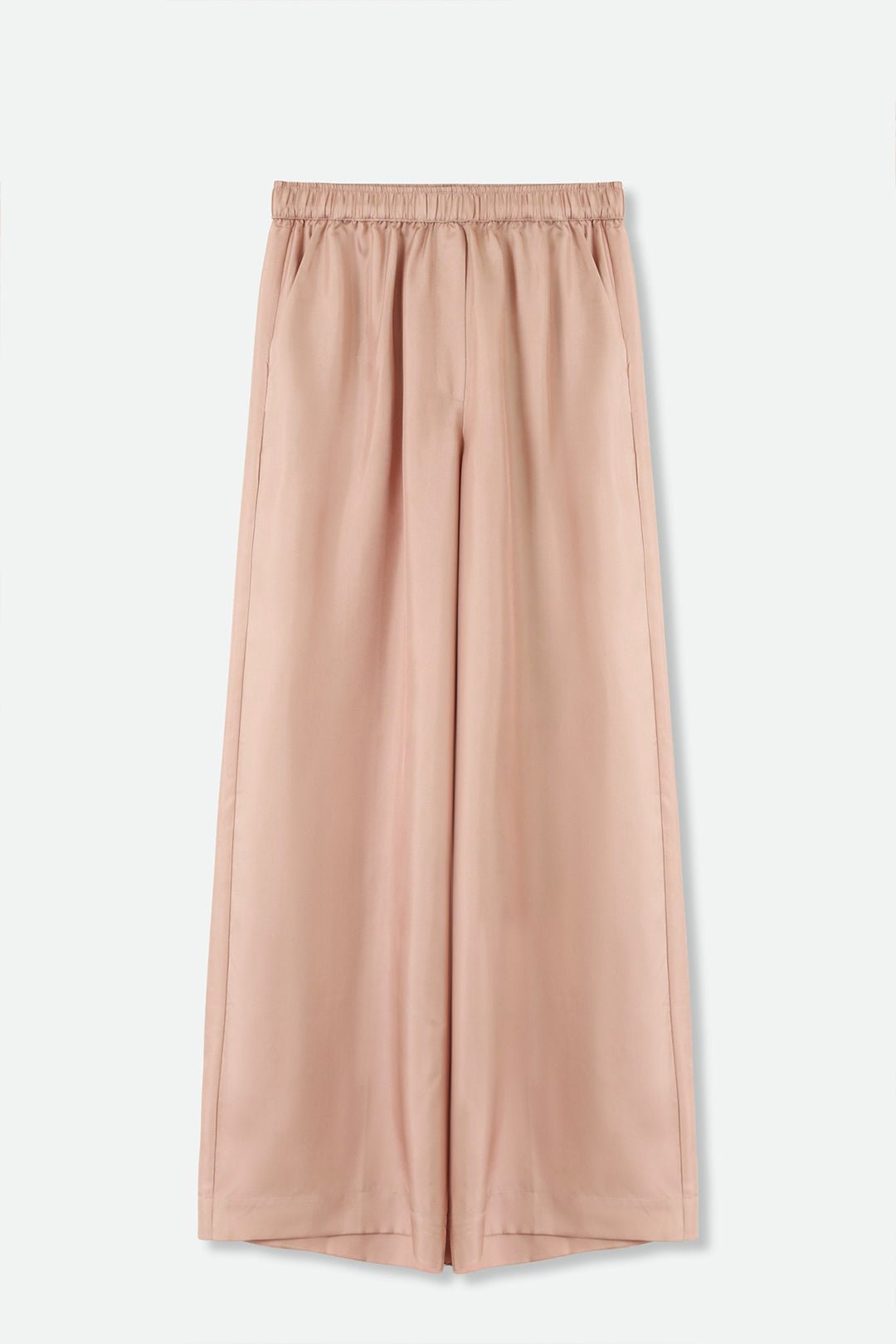 PRIYA SILK TWILL WIDE LEG PANT IN ROSE BEIGE - Jarbo