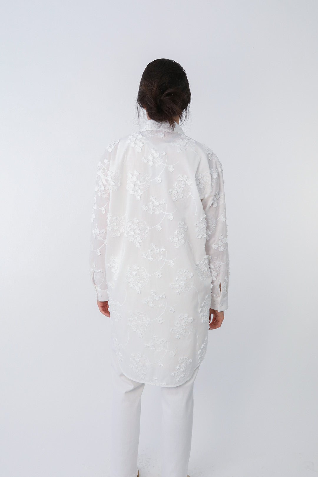 QUEEN ANNE EMBROIDERED LAYERED TUNIC SHIRT IN ITALIAN COTTON - Jarbo