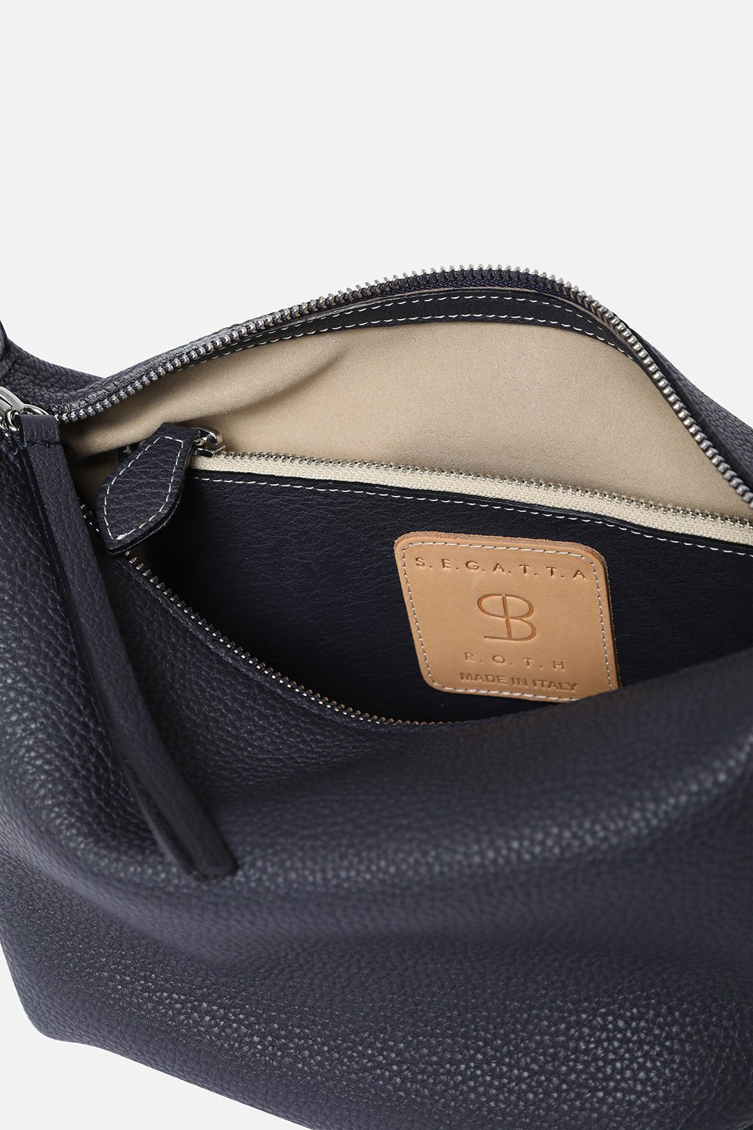 RAVELLO ITALIAN LEATHER HANDBAG IN NAVY - Jarbo