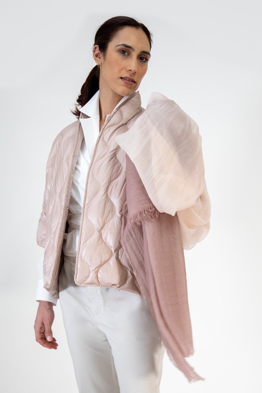 ROSE PETAL LIGHTWEIGHT SCARF IN HAND DYED CASHMERE - Jarbo