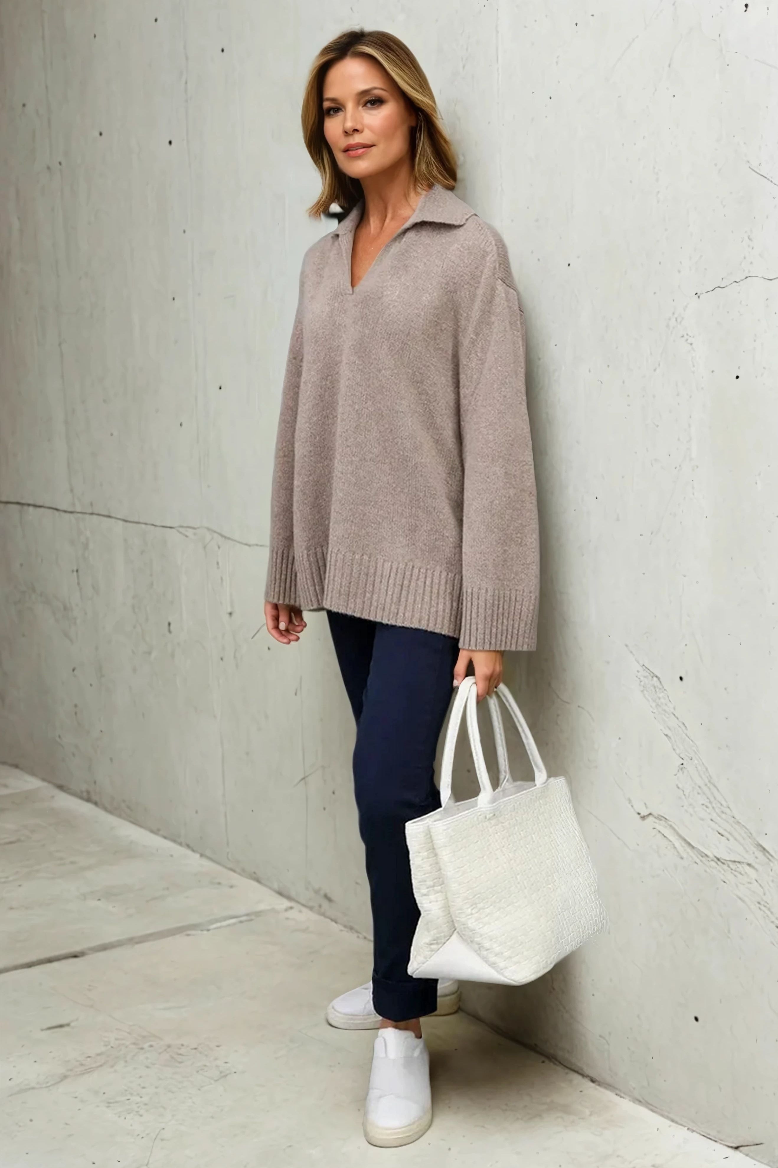 ROUEN POLO NECK SWEATER IN CASHMERE MERINO 4 PLY KNIT - Jarbo