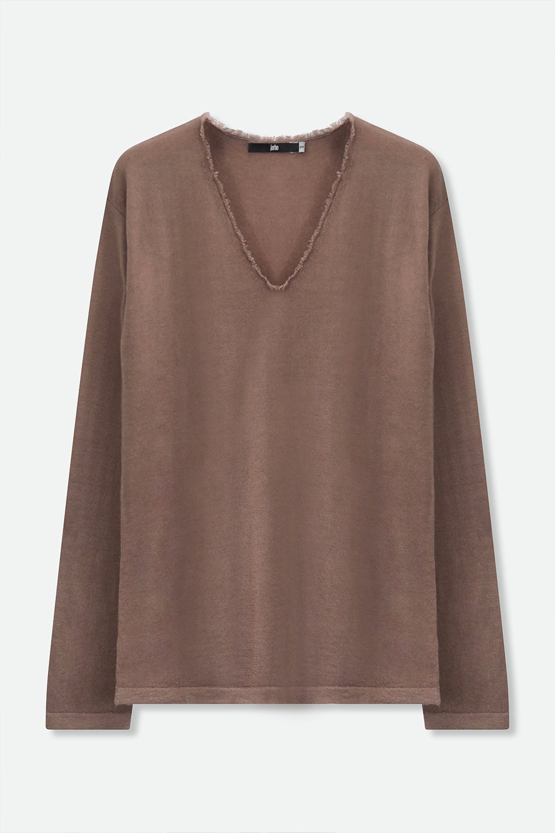 ROWAN OVAL V FRINGE NECK IN HAND - DYED CASHMERE - Jarbo