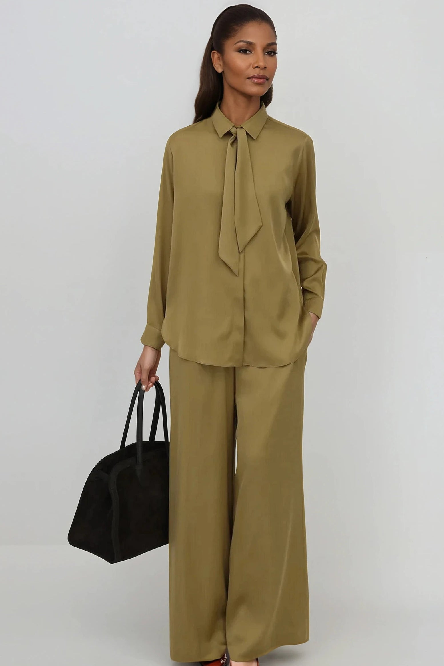 SAINT SHIRT WITH TIE IN SILK CHARMEUSE - Jarbo