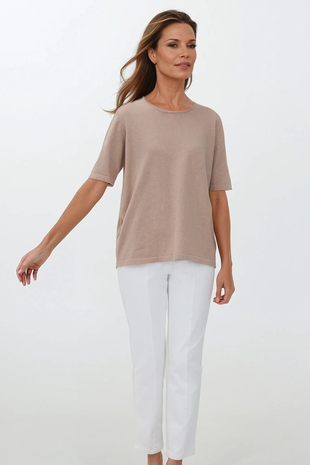 SAMI ELBOW SLEEVE TEE IN PIMA COTTON KNIT - Jarbo