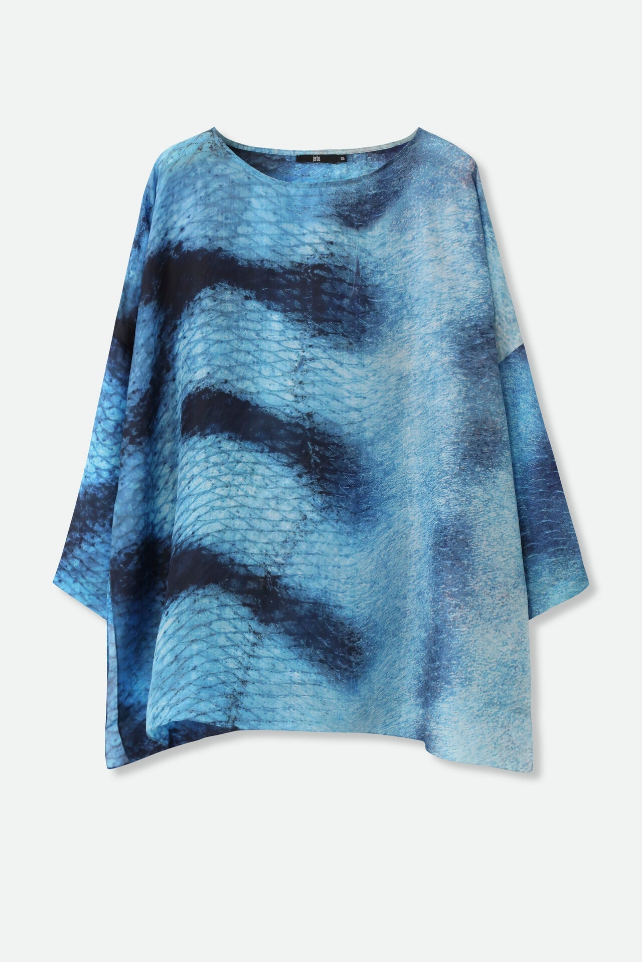 SAMIRA LIGHTWEIGHT TUNIC IN PRINTED SILK MACKEREL WITH BELT - Jarbo