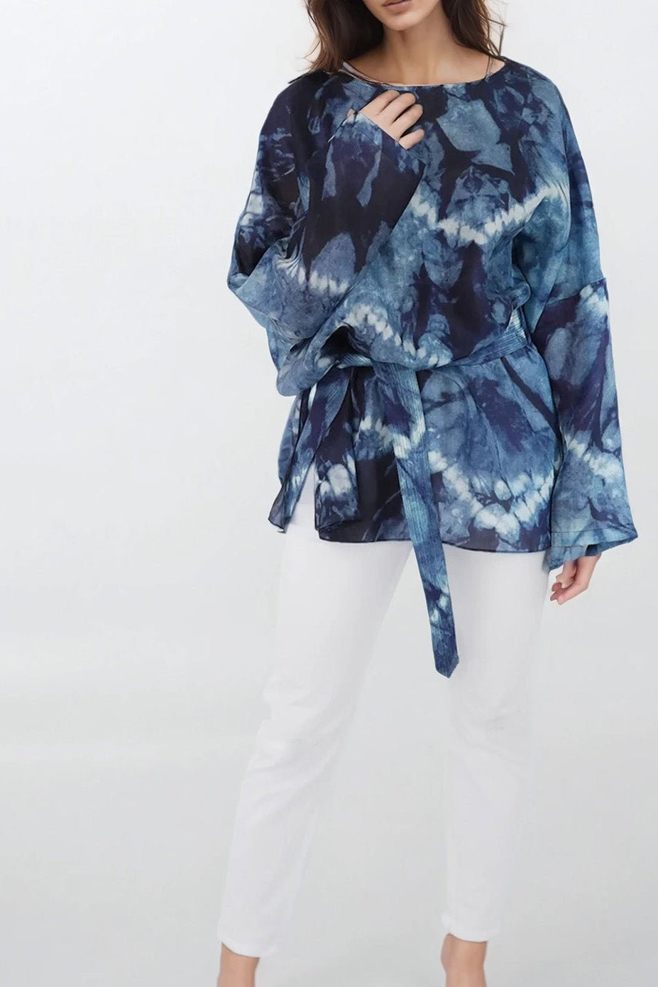 SAMIRA ONE - SIZE TUNIC IN LIGHTWEIGHT PRINTED SILK VOILE FLORENCE - Jarbo