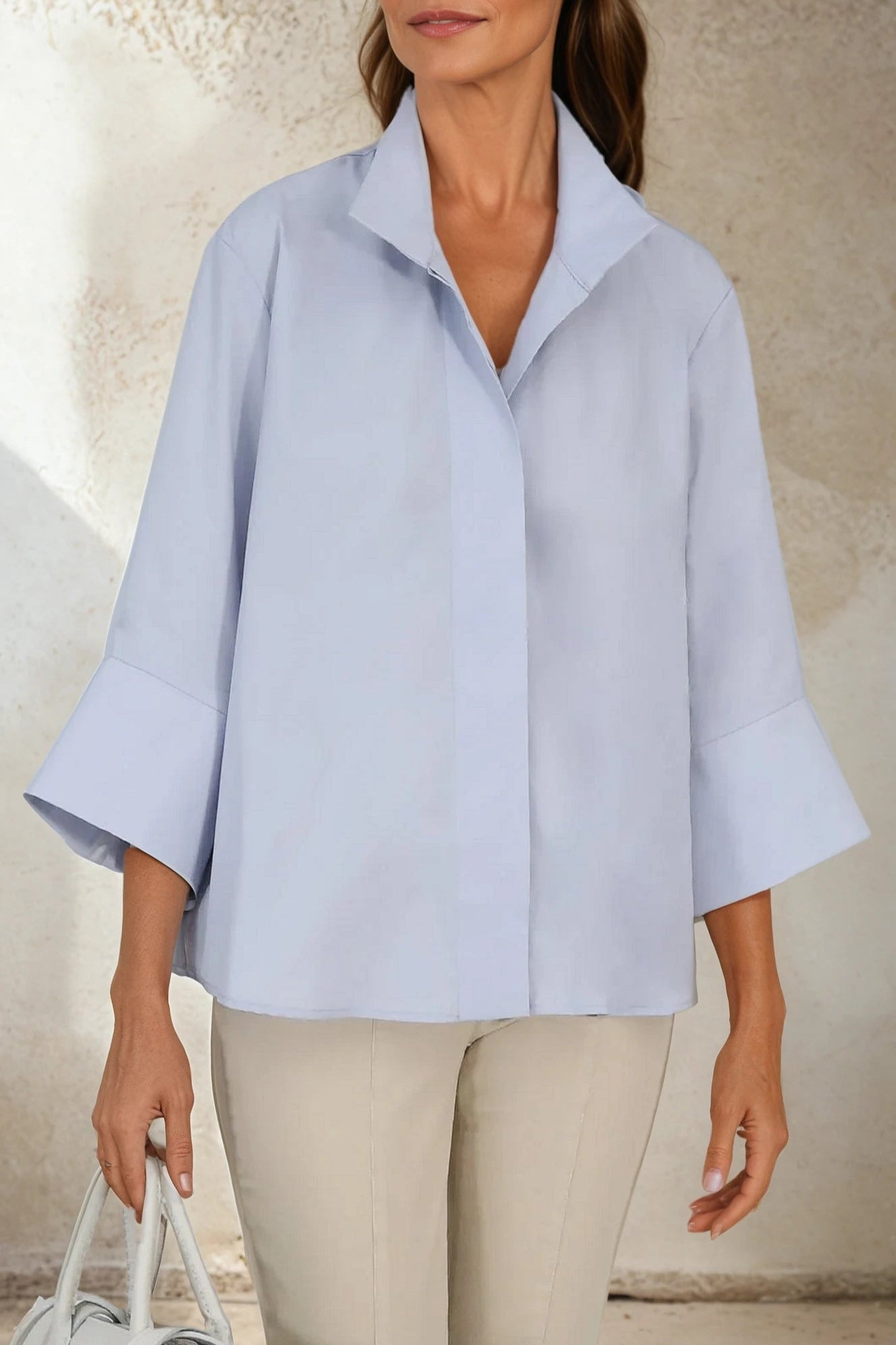 SANDRINE WIDE - CUFF SHIRT IN ITALIAN COTTON POPLIN - Jarbo