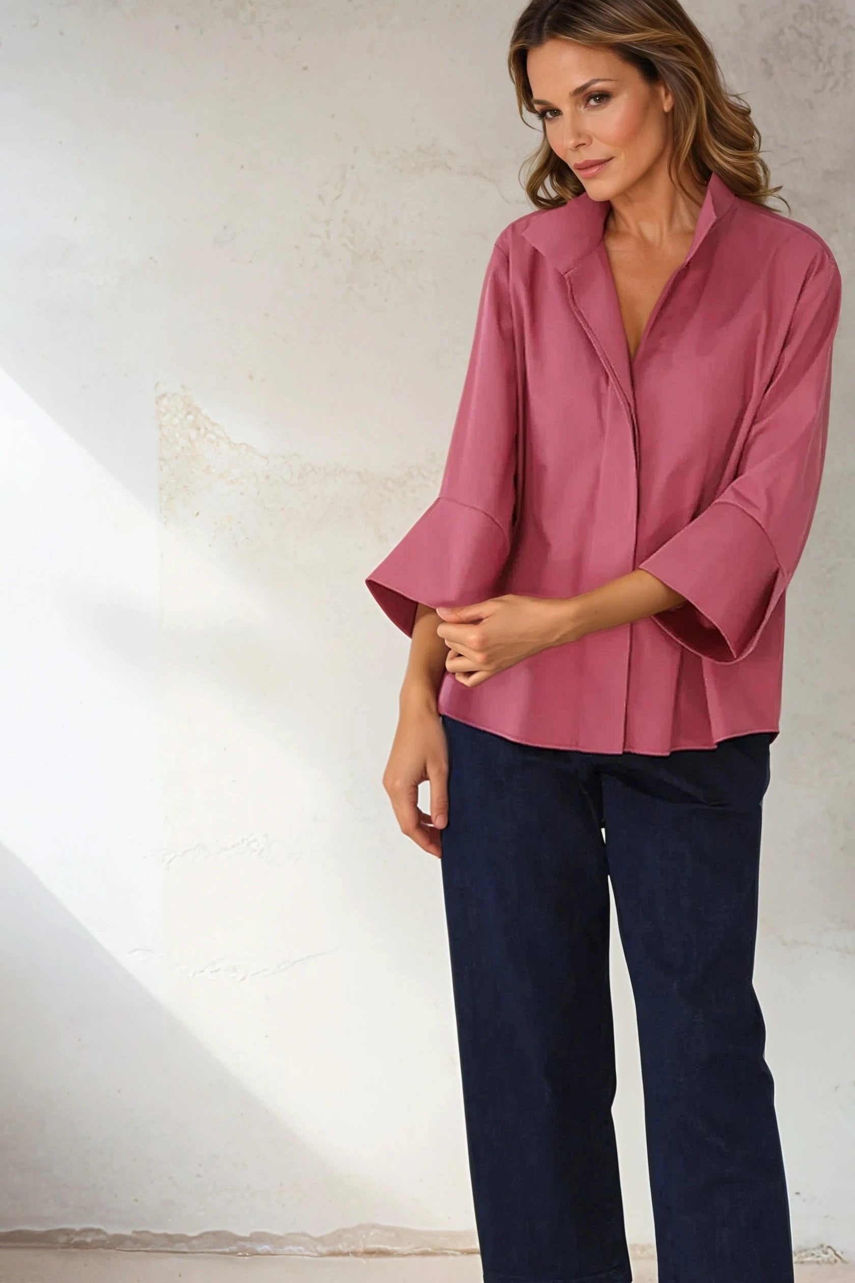 SANDRINE WIDE - CUFF SHIRT IN ITALIAN COTTON STRETCH - Jarbo