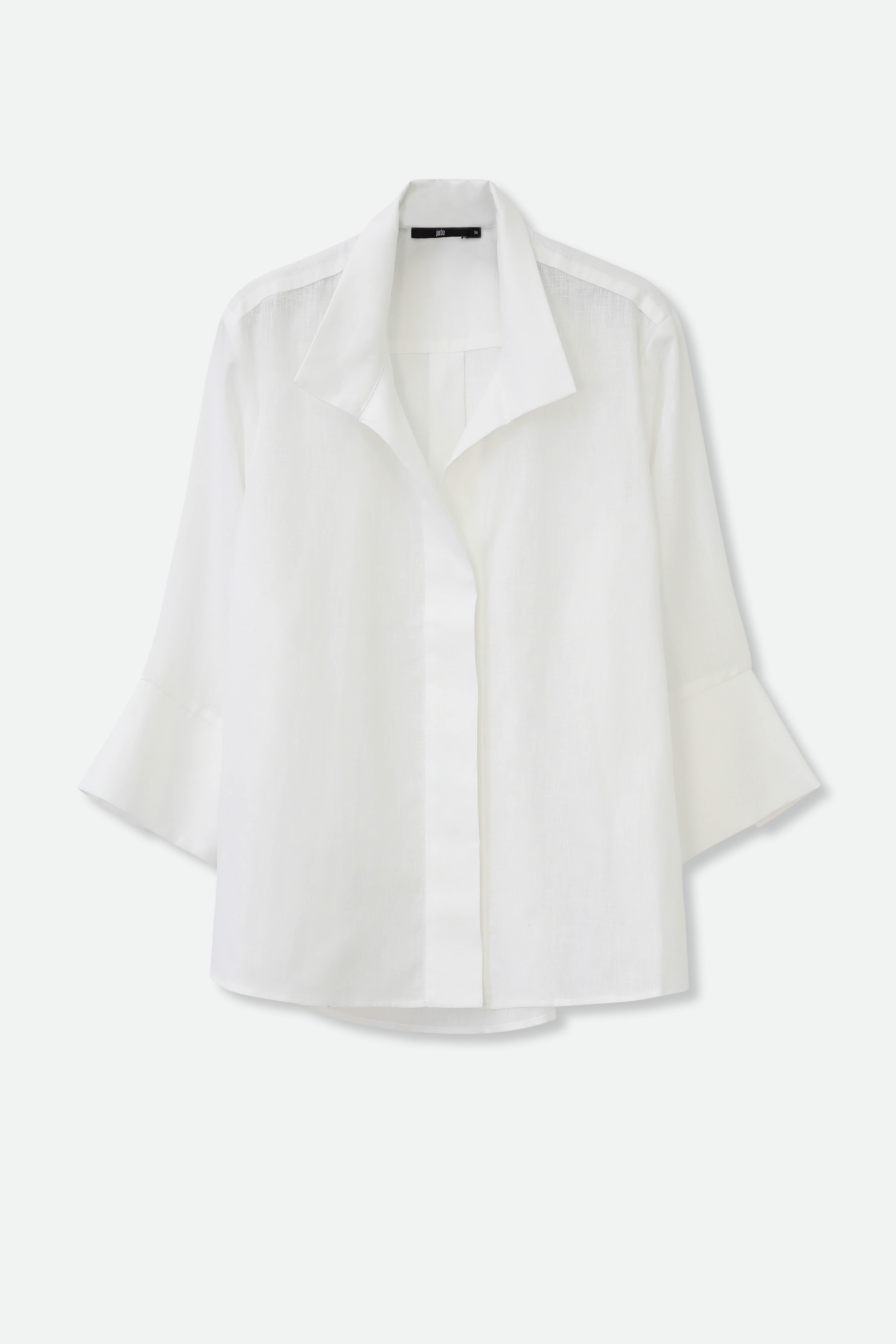 SANDRINE WIDE-CUFF SHIRT IN ITALIAN LINEN - Jarbo