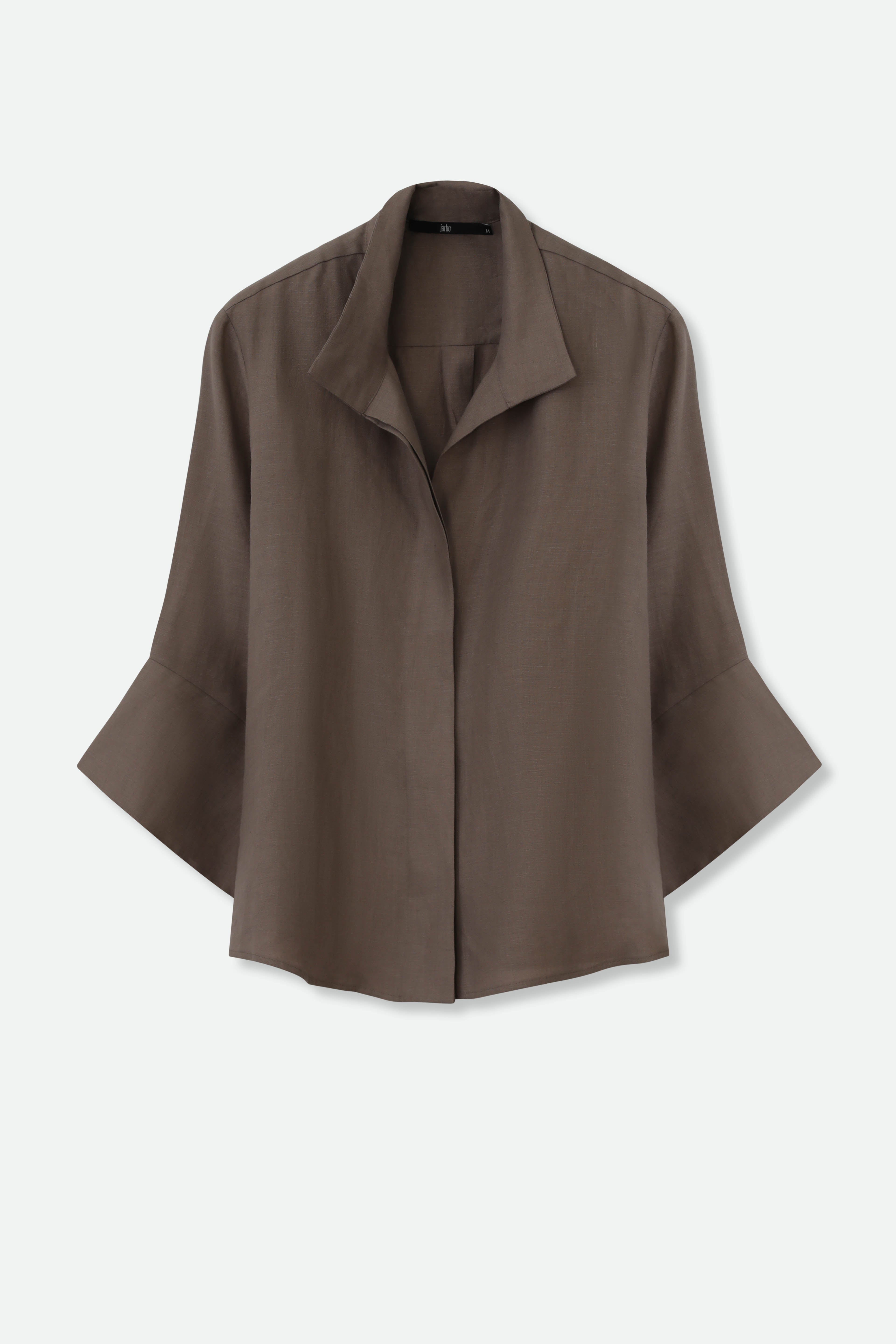 SANDRINE WIDE-CUFF SHIRT IN ITALIAN LINEN - Jarbo