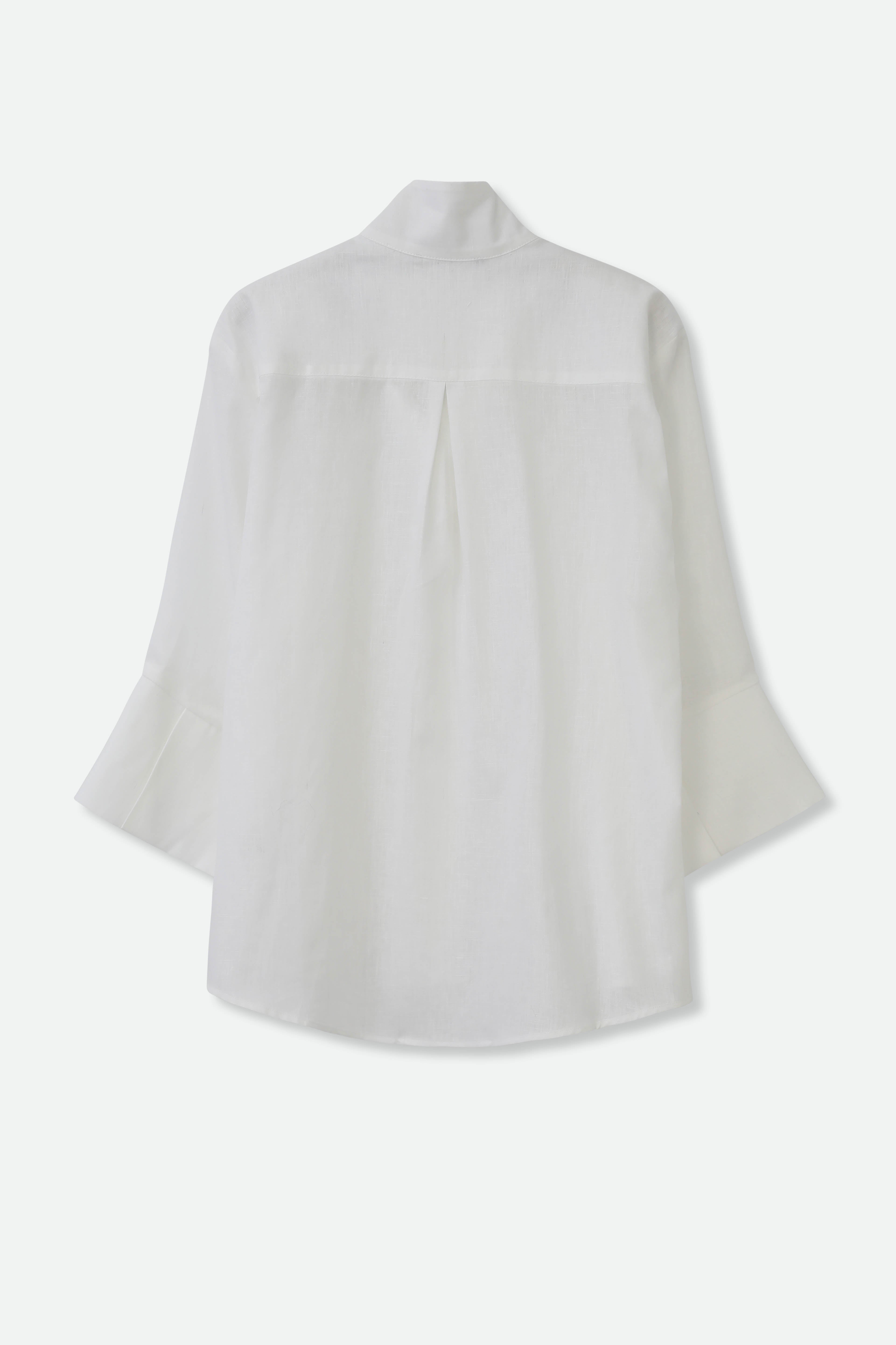 SANDRINE WIDE-CUFF SHIRT IN ITALIAN LINEN - Jarbo