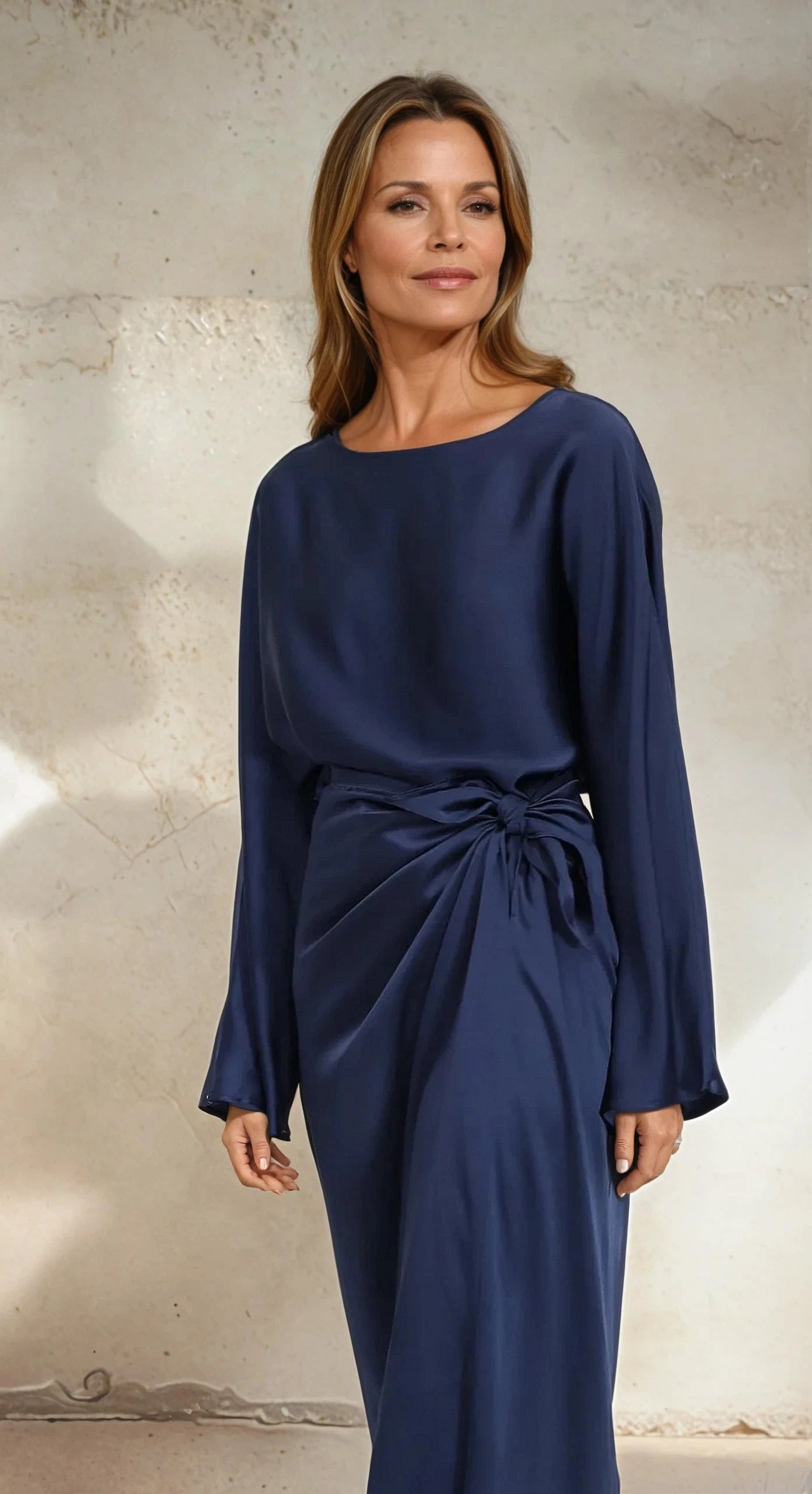 SARA WIDE ARM BLOUSE IN SILK CHARMEUSE - Jarbo