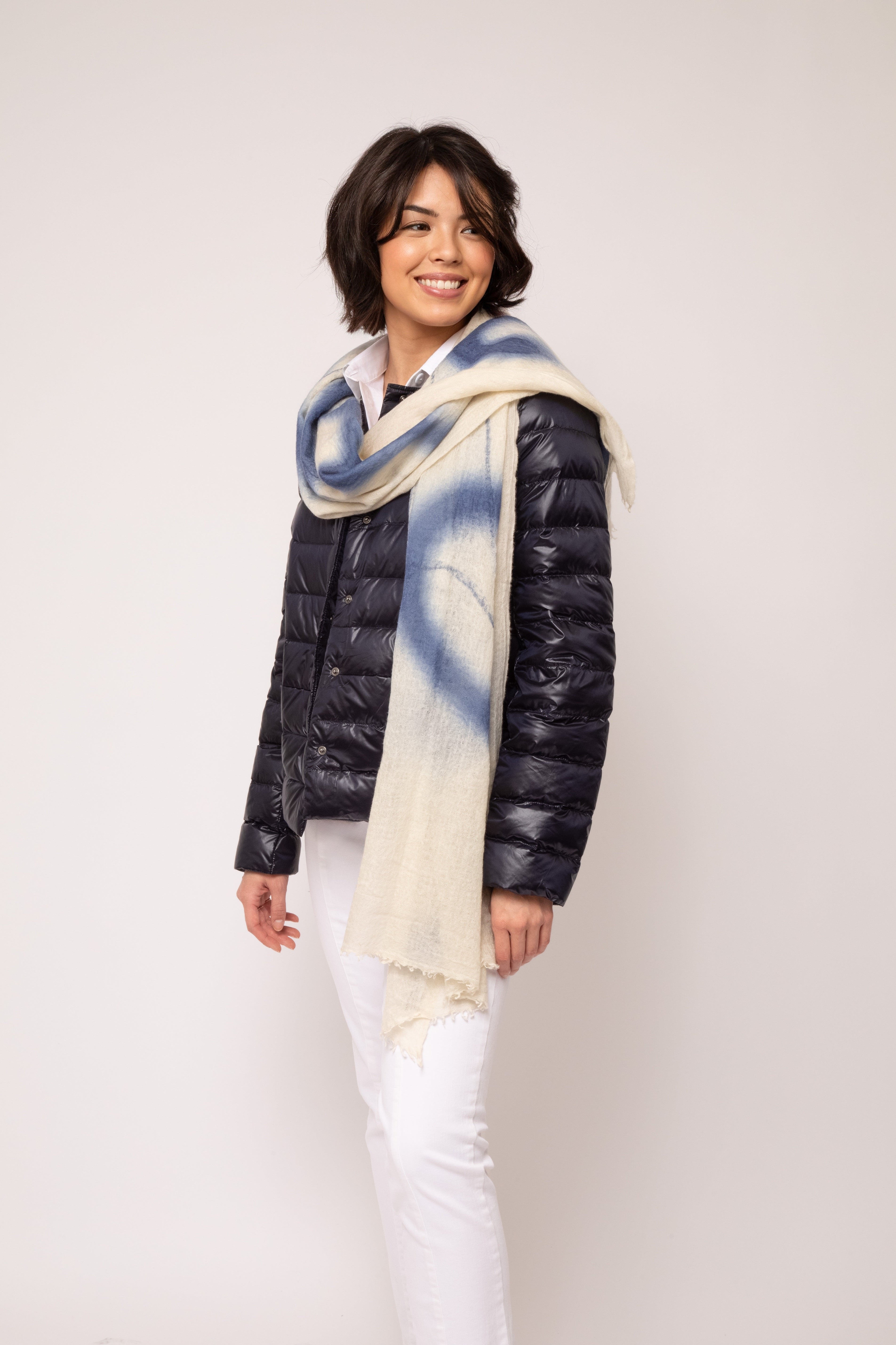 SCARABOCCHIO BLU SCARF IN HAND DYED CASHMERE - Jarbo