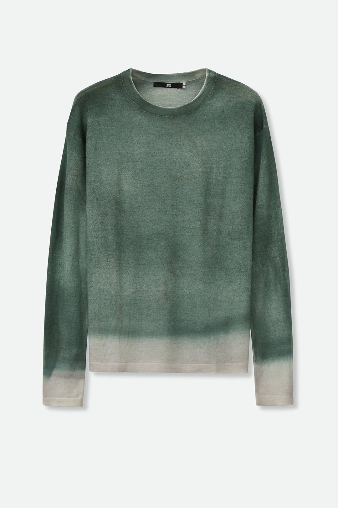 SHILOH CREW IN HAND-DYED CASHMERE FERN BUFF BEIGE STRIPE - Jarbo