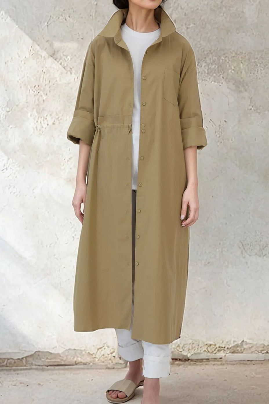 SIDE - CINCH SHIRTDRESS IN ITALIAN COTTON STRETCH - Jarbo