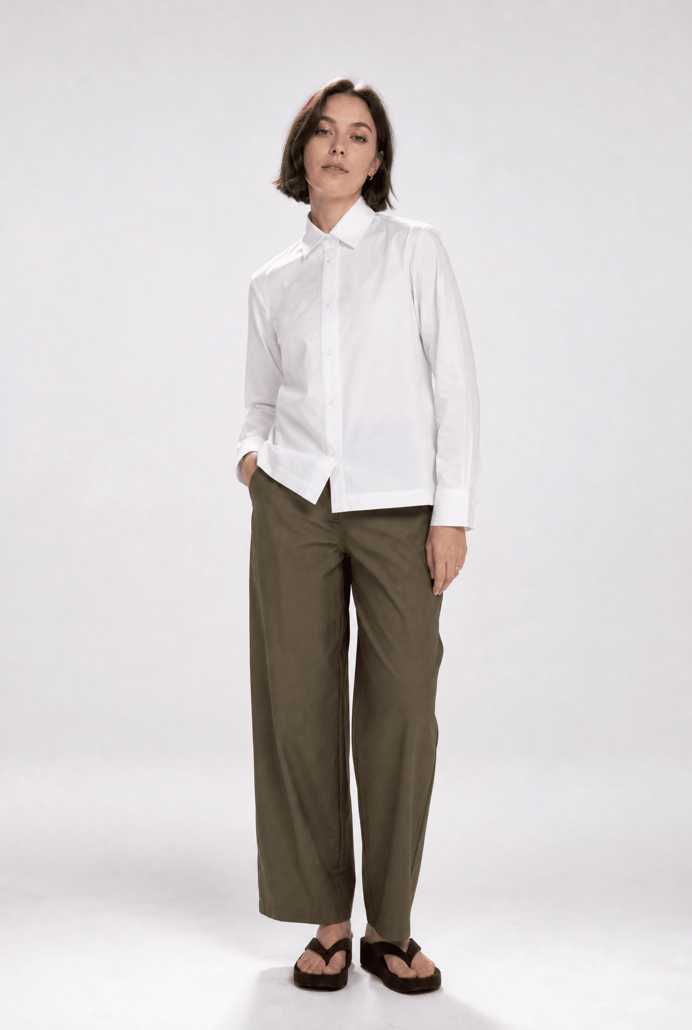 SIGNE BACK PLEATED SHIRT IN ITALIAN COTTON POPLIN STRETCH - Jarbo